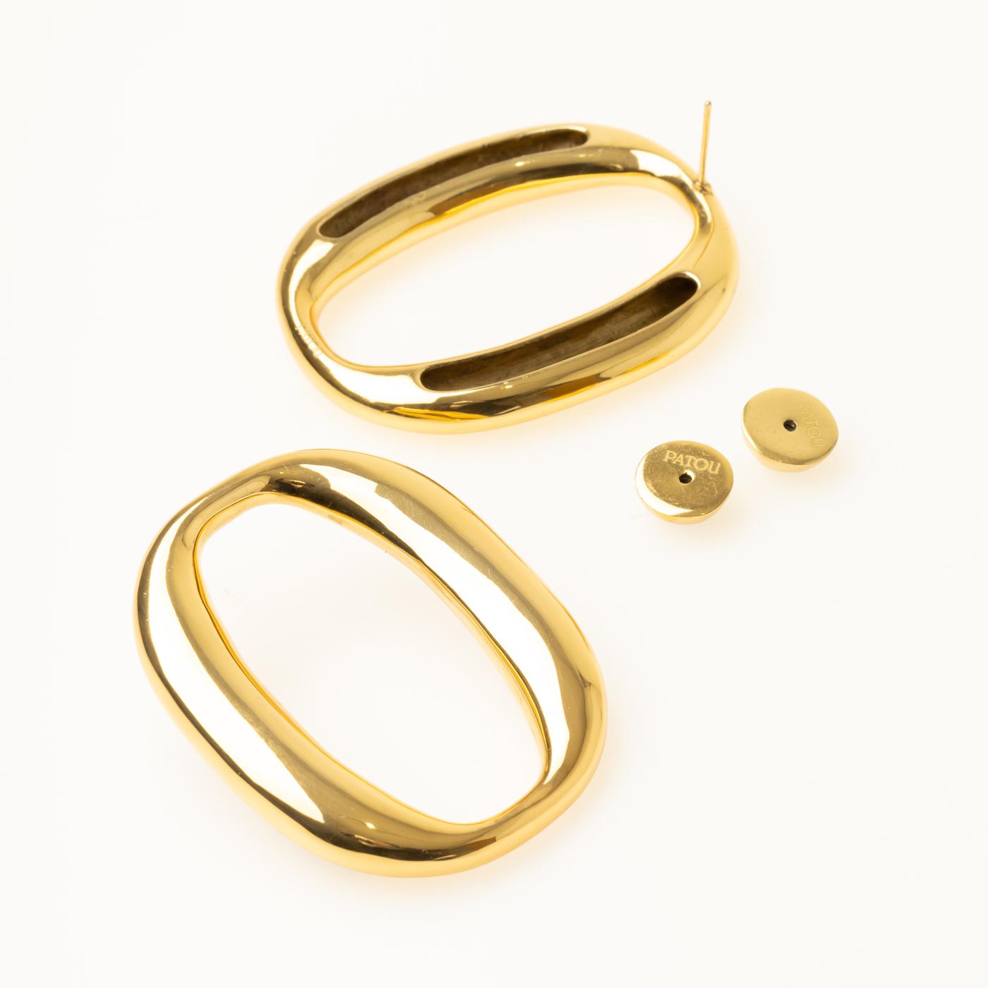 Patou Engraved Monogram Earrings — Gold, view 5