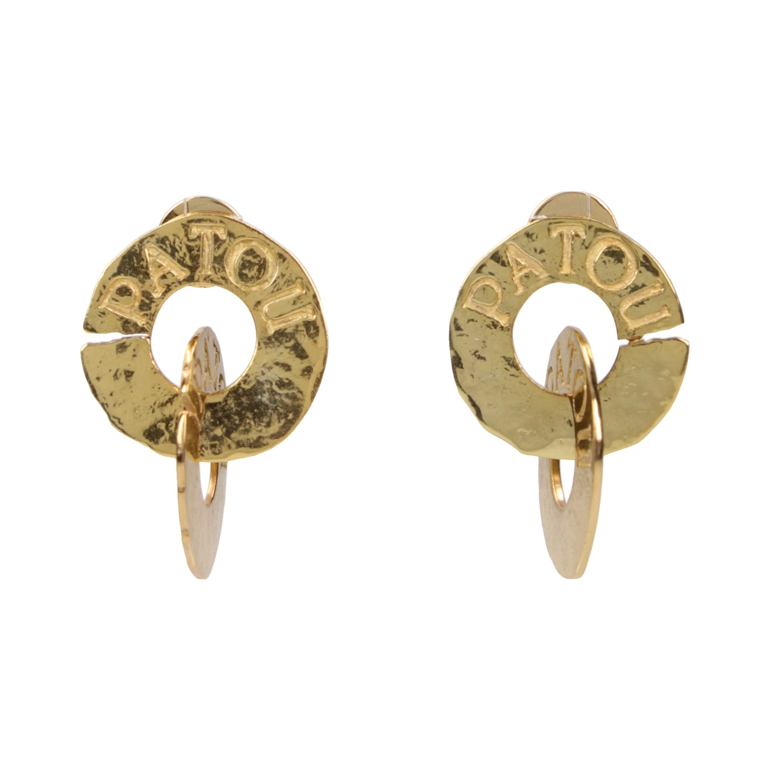 Patou Logo Brass Earrings — Gold by Patou