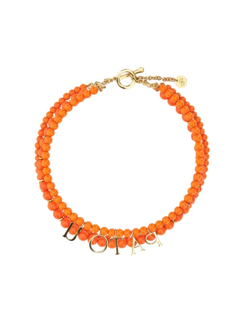 Patou Glass and Brass Bead Necklace — Orange by Patou