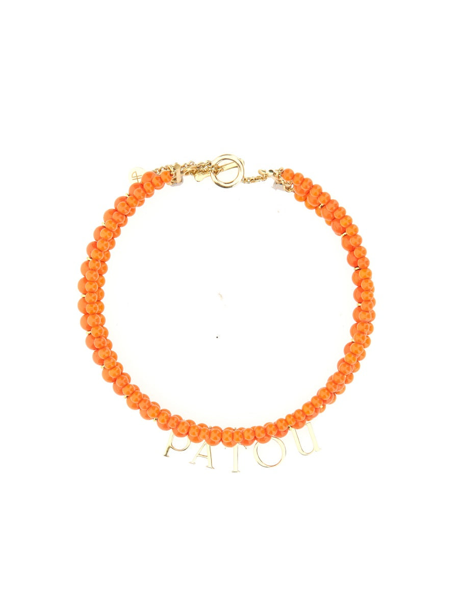 Patou Glass and Brass Bead Necklace — Orange, view 2