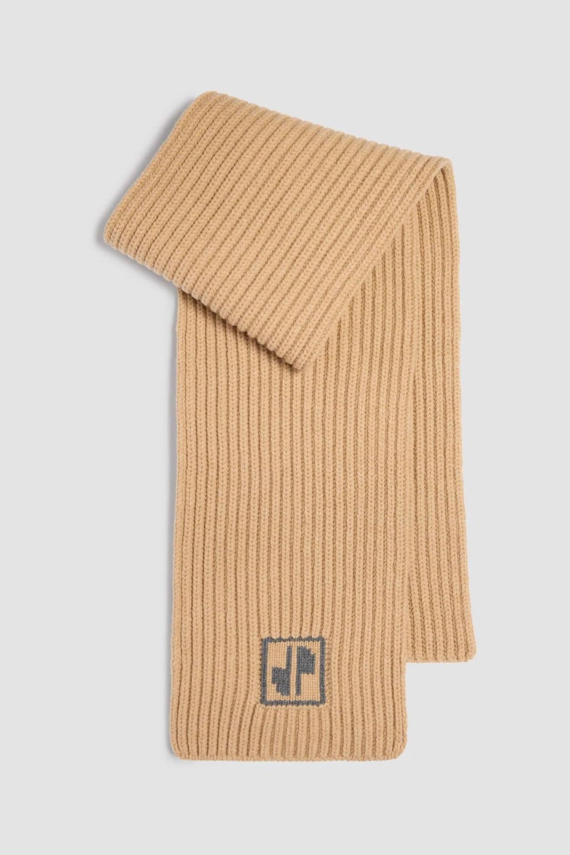 Patou Wool and Cashmere Rib Knit Scarf — Beige by Patou