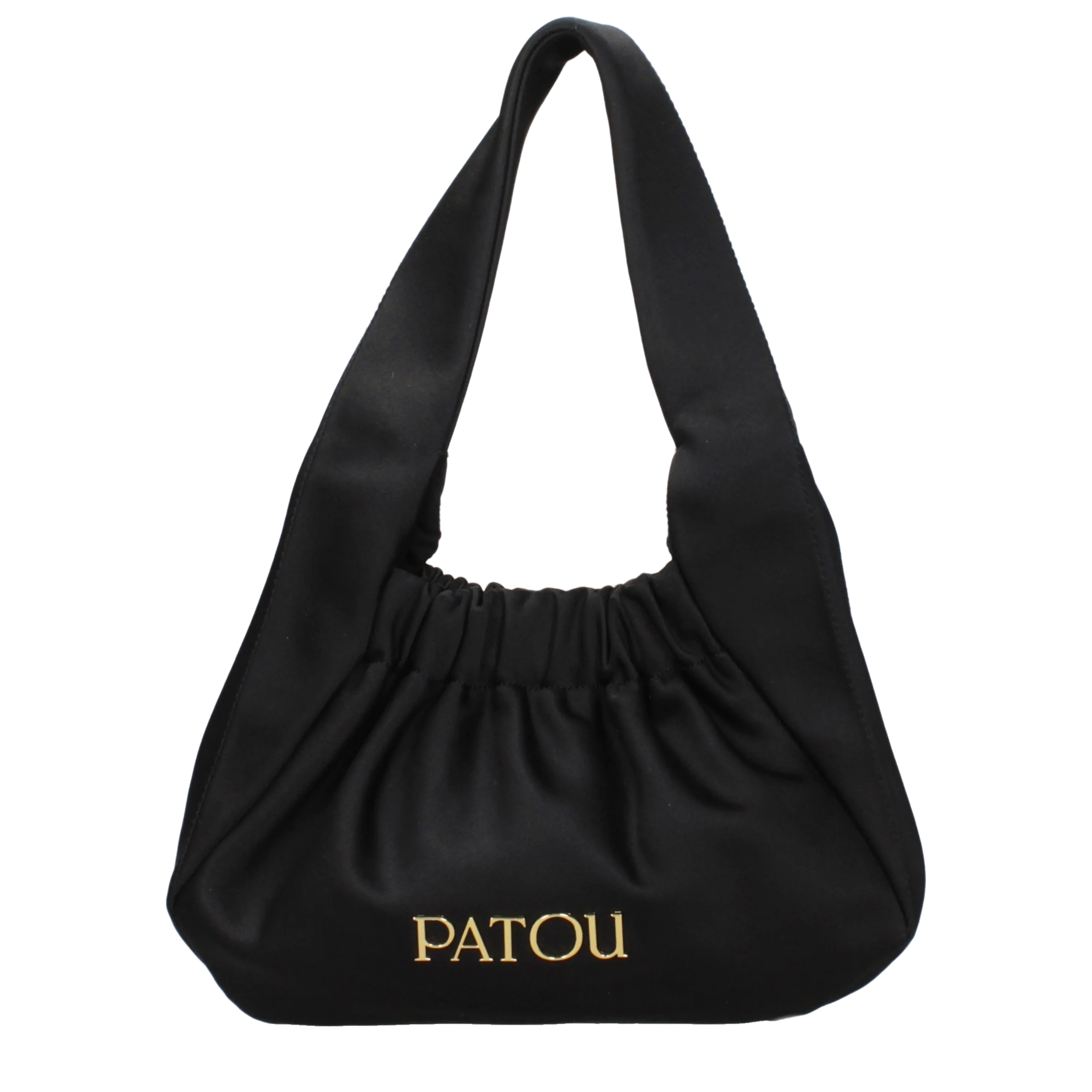 Patou Ruched Fabric Shoulder Bag — Black by Patou