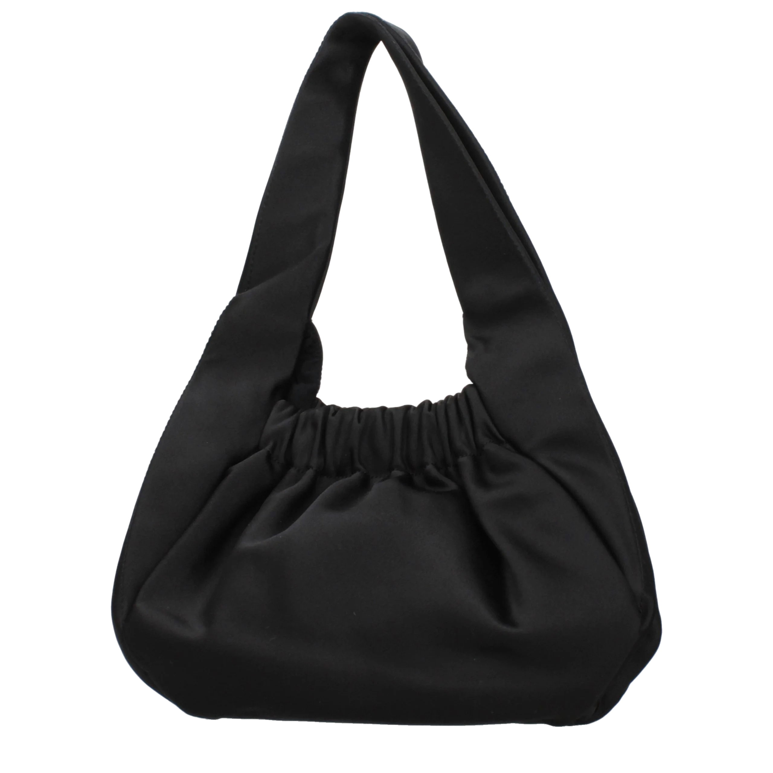 Patou Ruched Fabric Shoulder Bag — Black, view 3