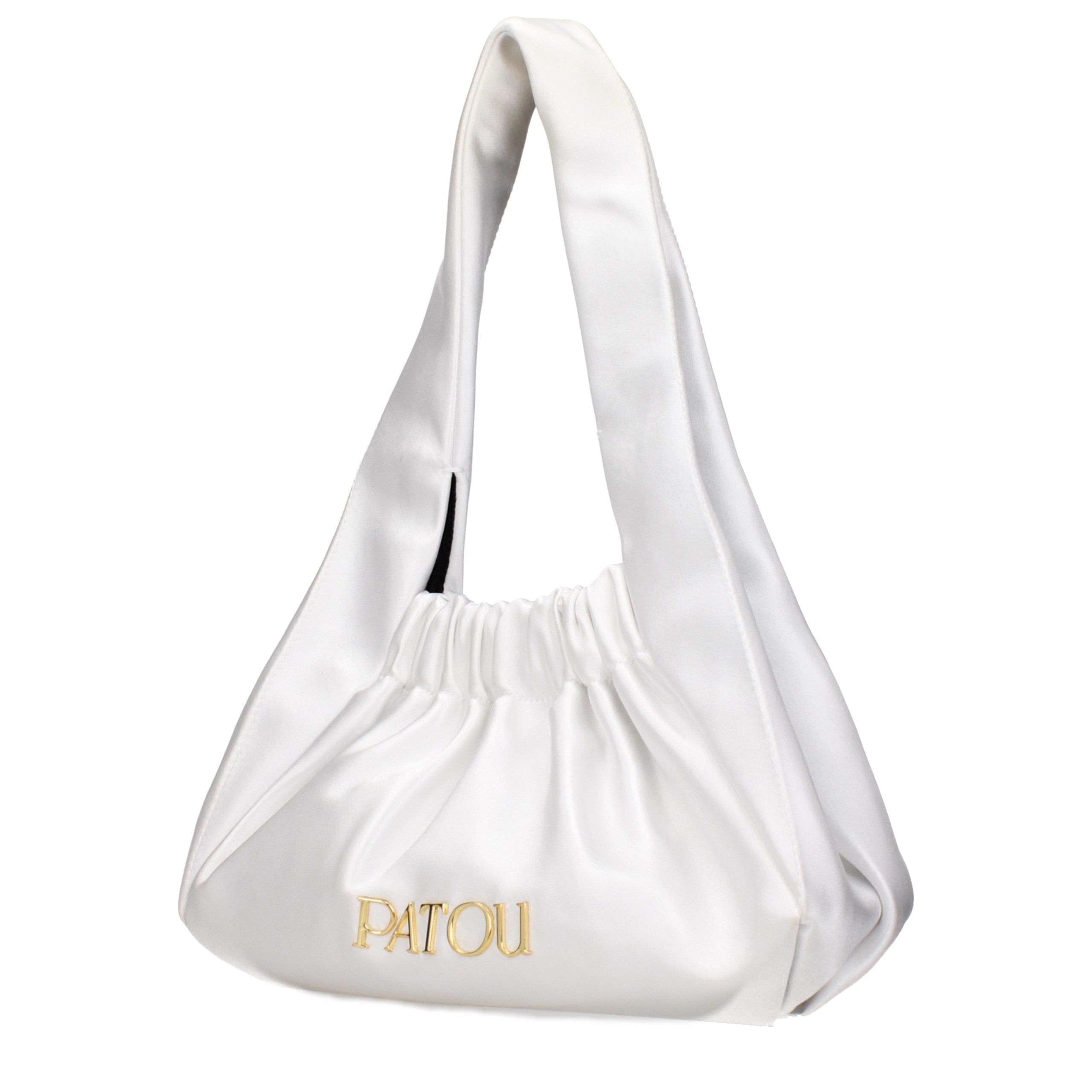 Patou Gathered Fabric Shoulder Bag — White, view 2