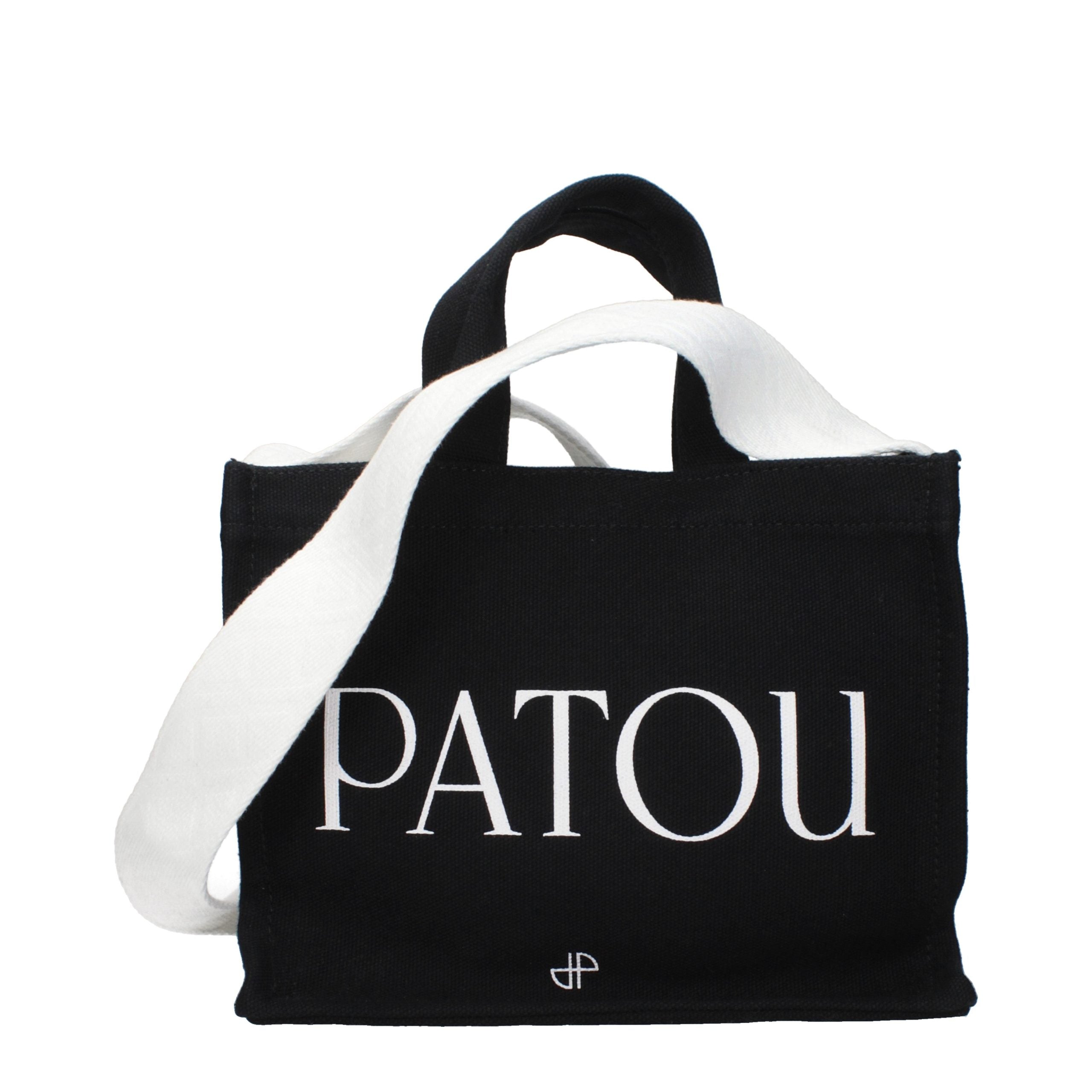 Patou Logo-Print Cotton Tote Bag — Black, view 3