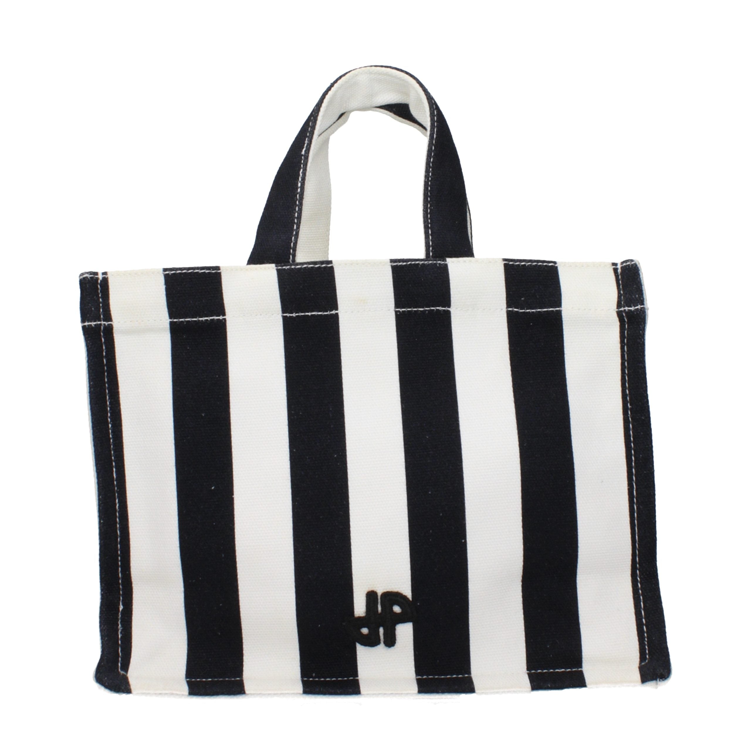 Patou Striped Canvas Tote Bag — Black by Patou