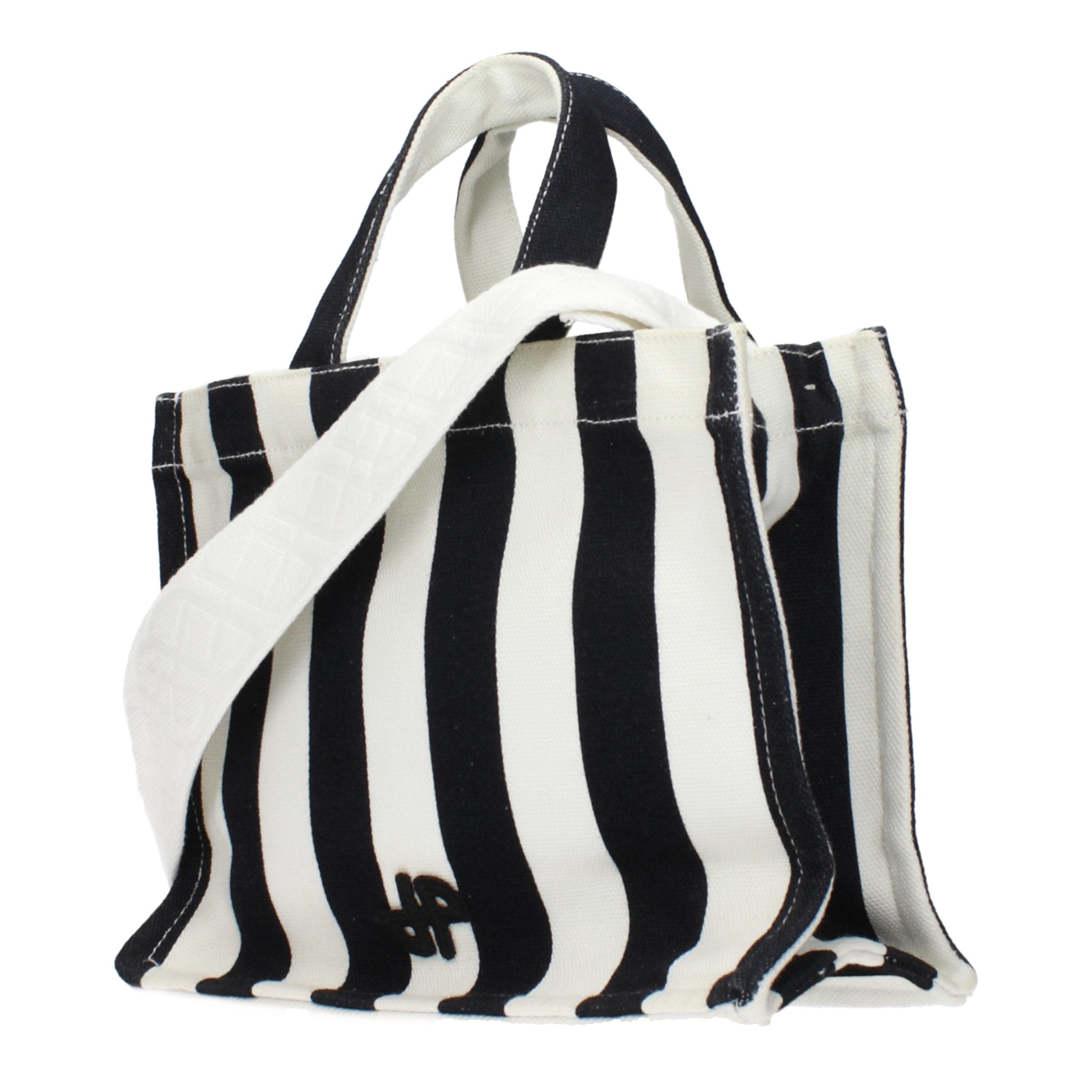 Patou Striped Canvas Tote Bag — Black, view 2