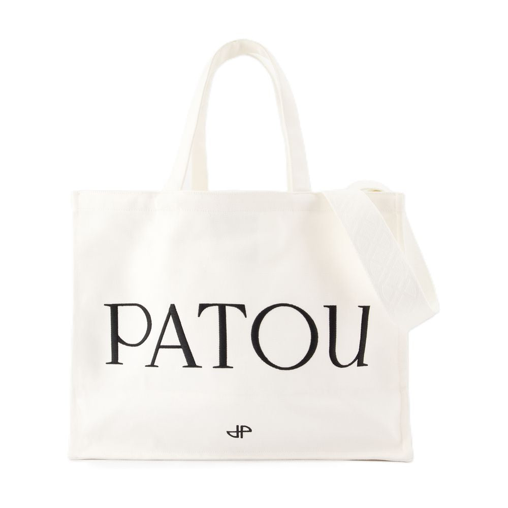 Patou Logo-Printed Cotton Tote Bag — White by Patou