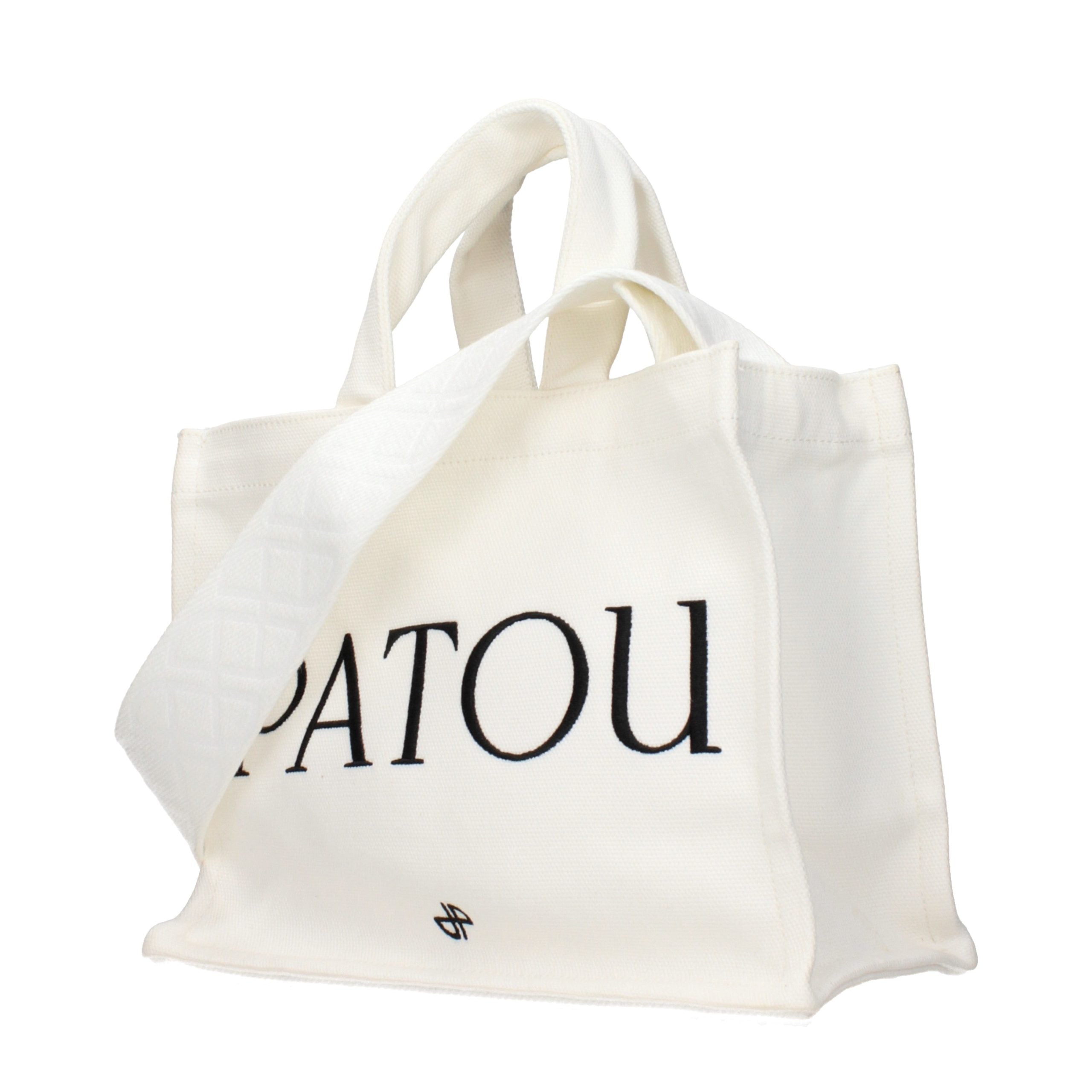 Patou Logo-Embroidered Fabric Tote Bag — White, view 2