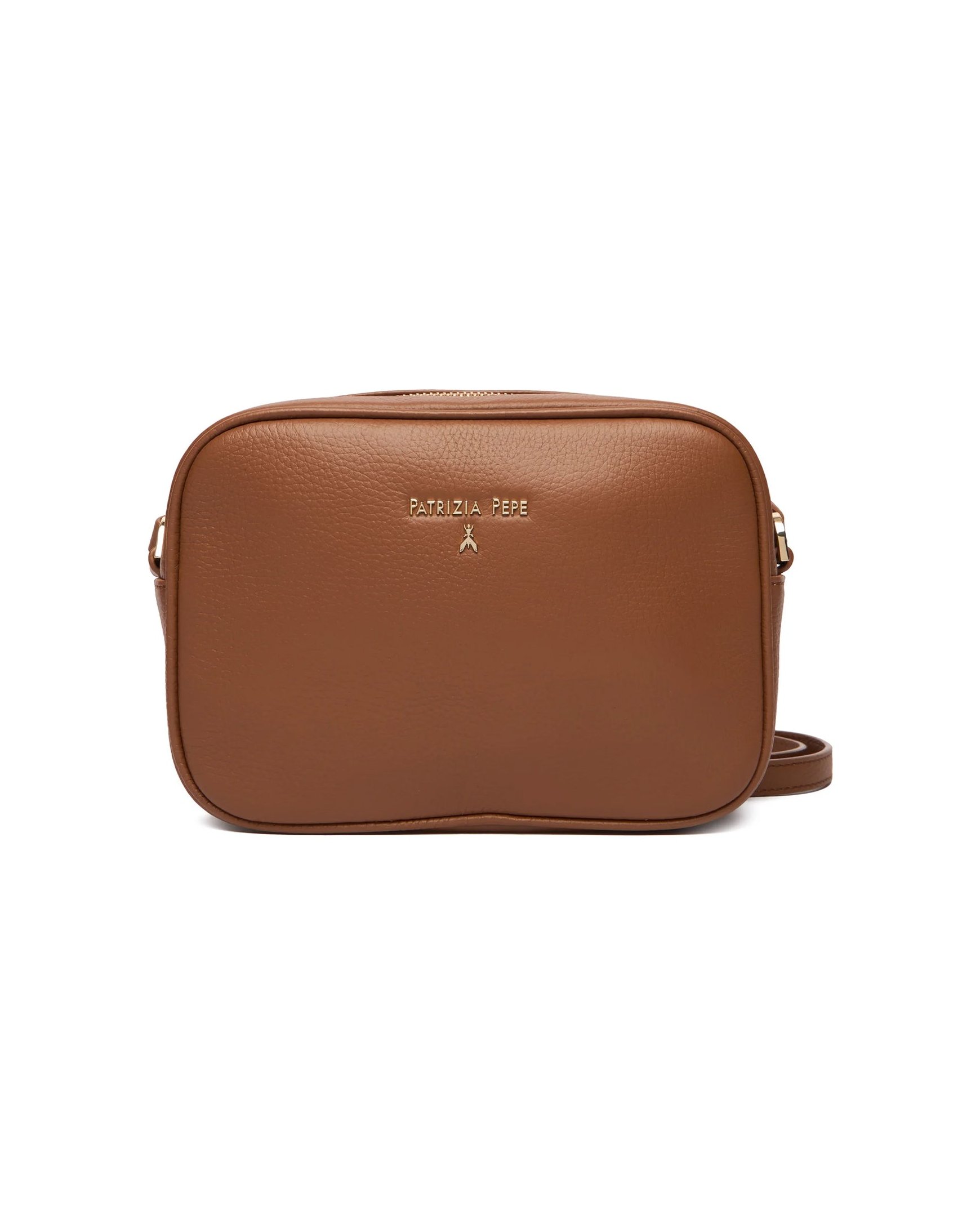 Patrizia Pepe Hammered Leather Crossbody Bag — Brown by Patrizia Pepe