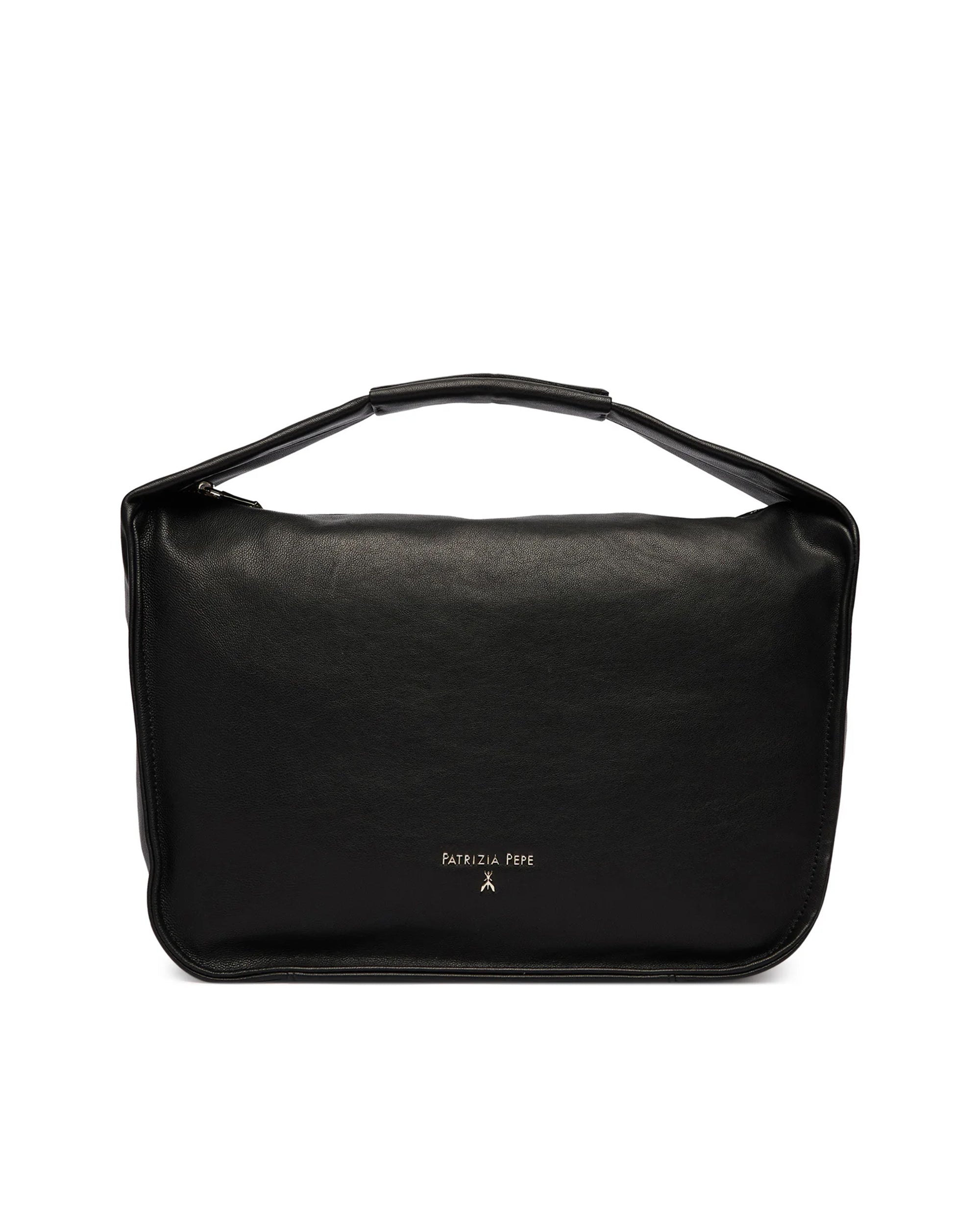 Patrizia Pepe Full-Grain Leather Shoulder Bag — Black by Patrizia Pepe