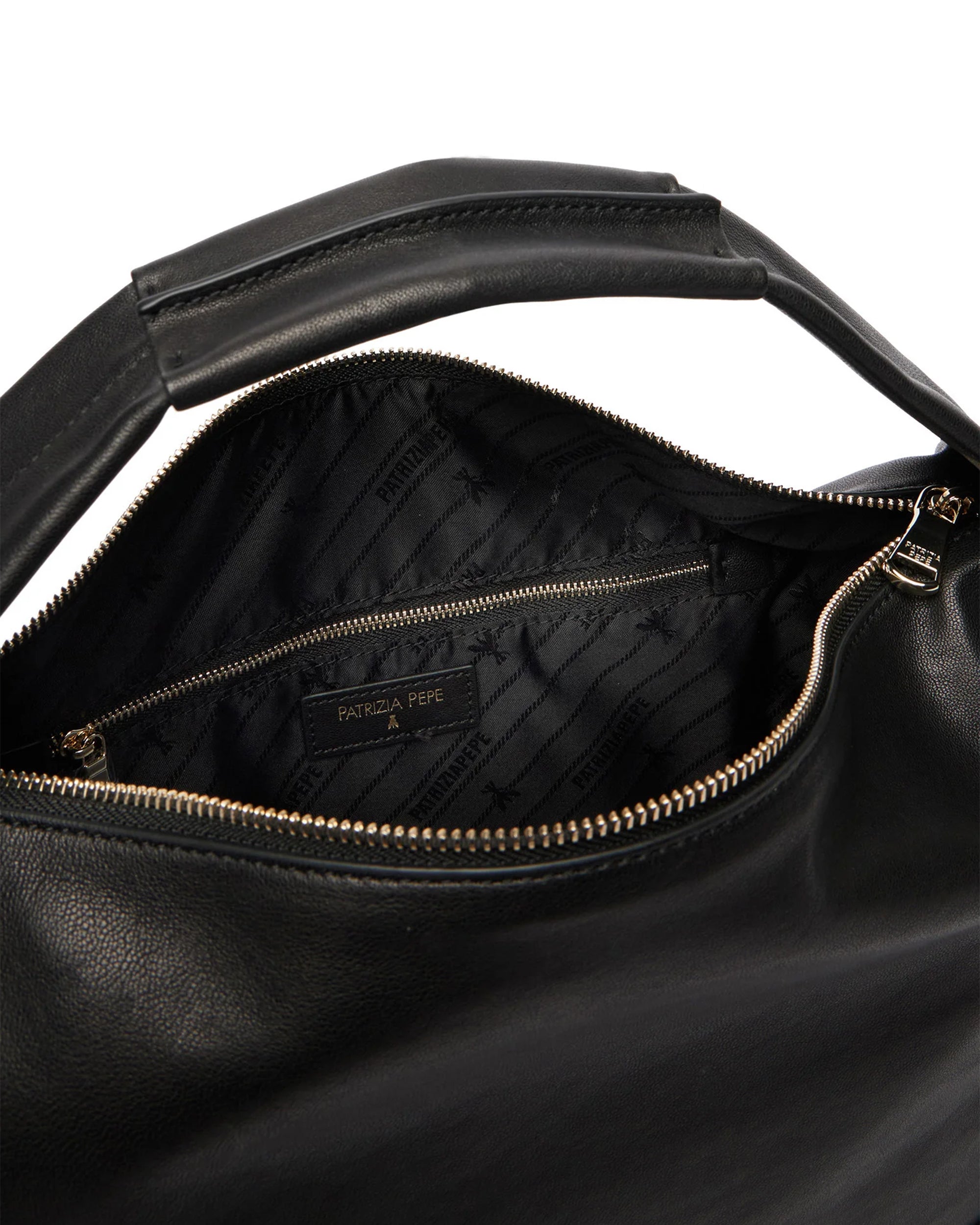Patrizia Pepe Full-Grain Leather Shoulder Bag — Black, view 4