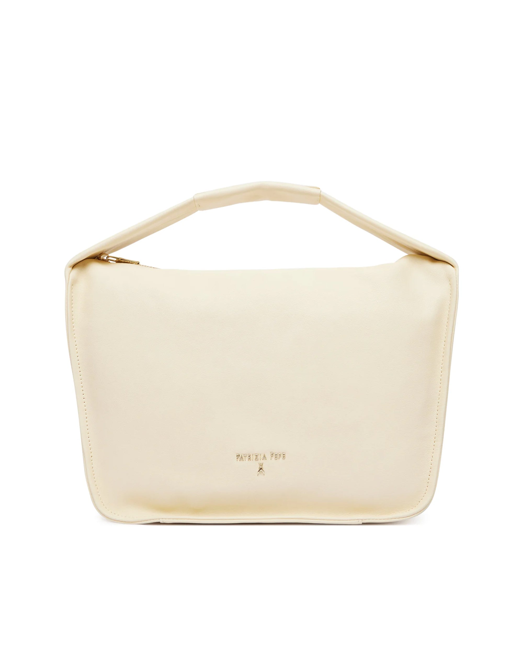 Patrizia Pepe Full-Grain Leather Shoulder Bag — White by Patrizia Pepe