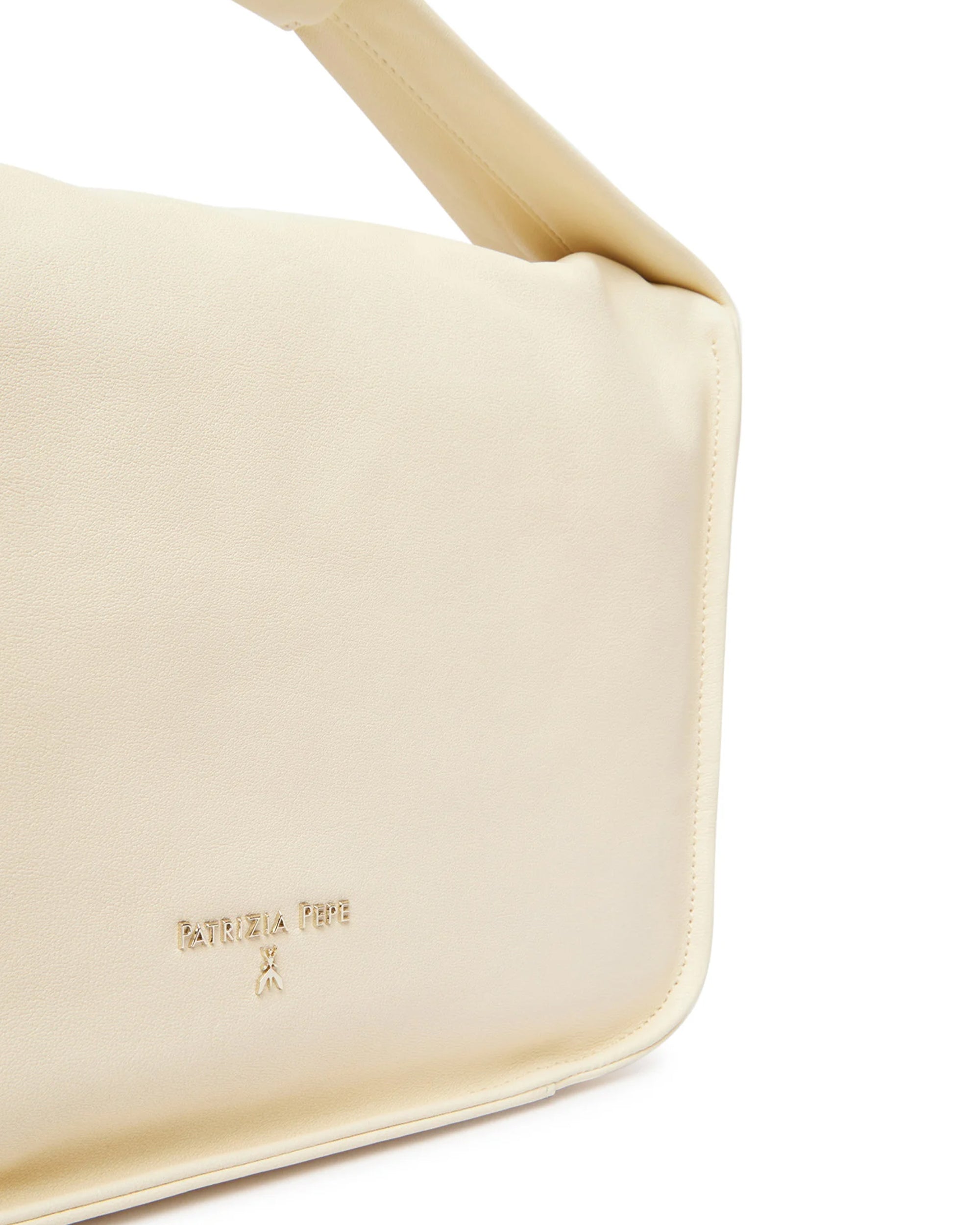 Patrizia Pepe Full-Grain Leather Shoulder Bag — White, view 4