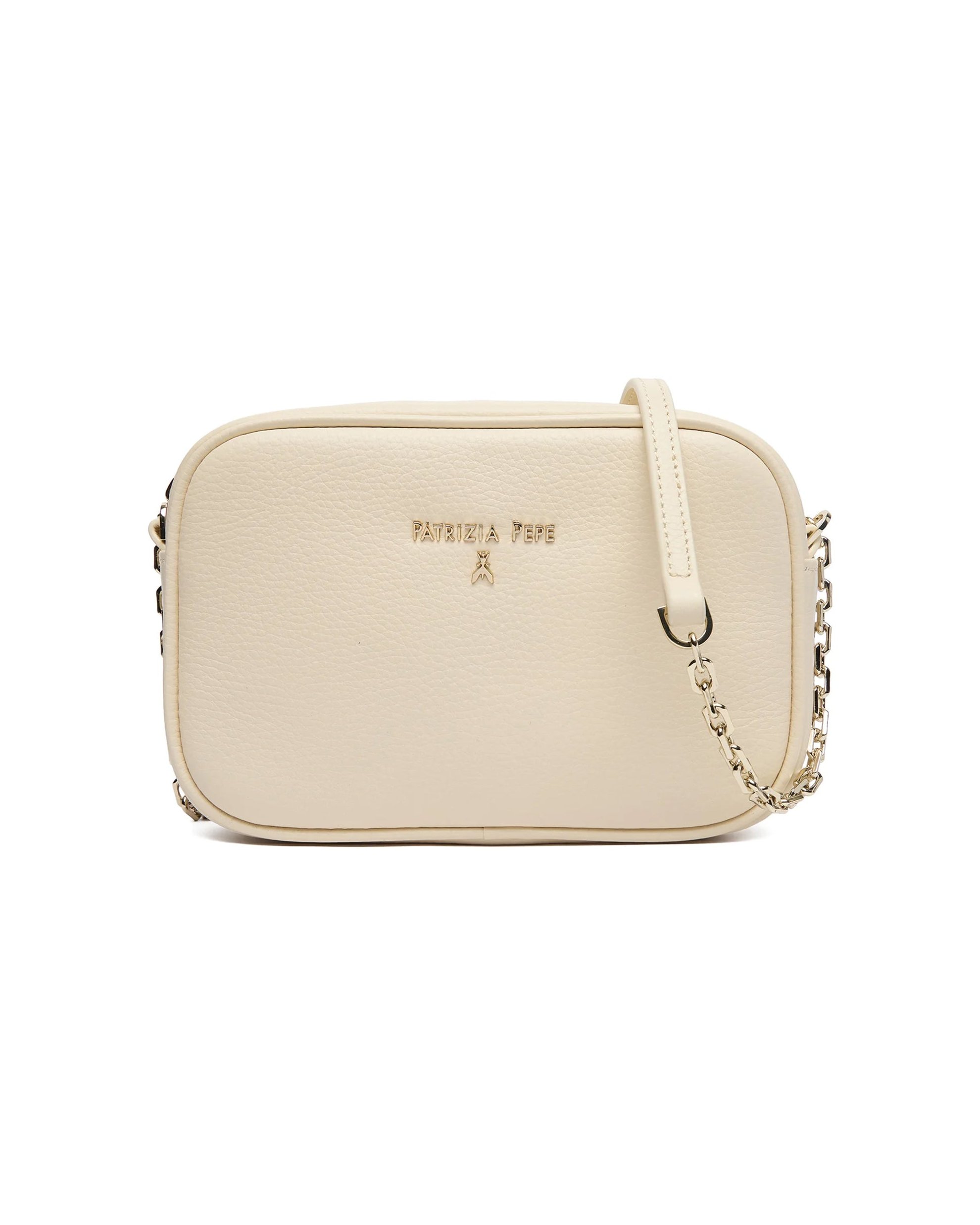 Patrizia Pepe Full-Grain Leather Shoulder Bag — White by Patrizia Pepe
