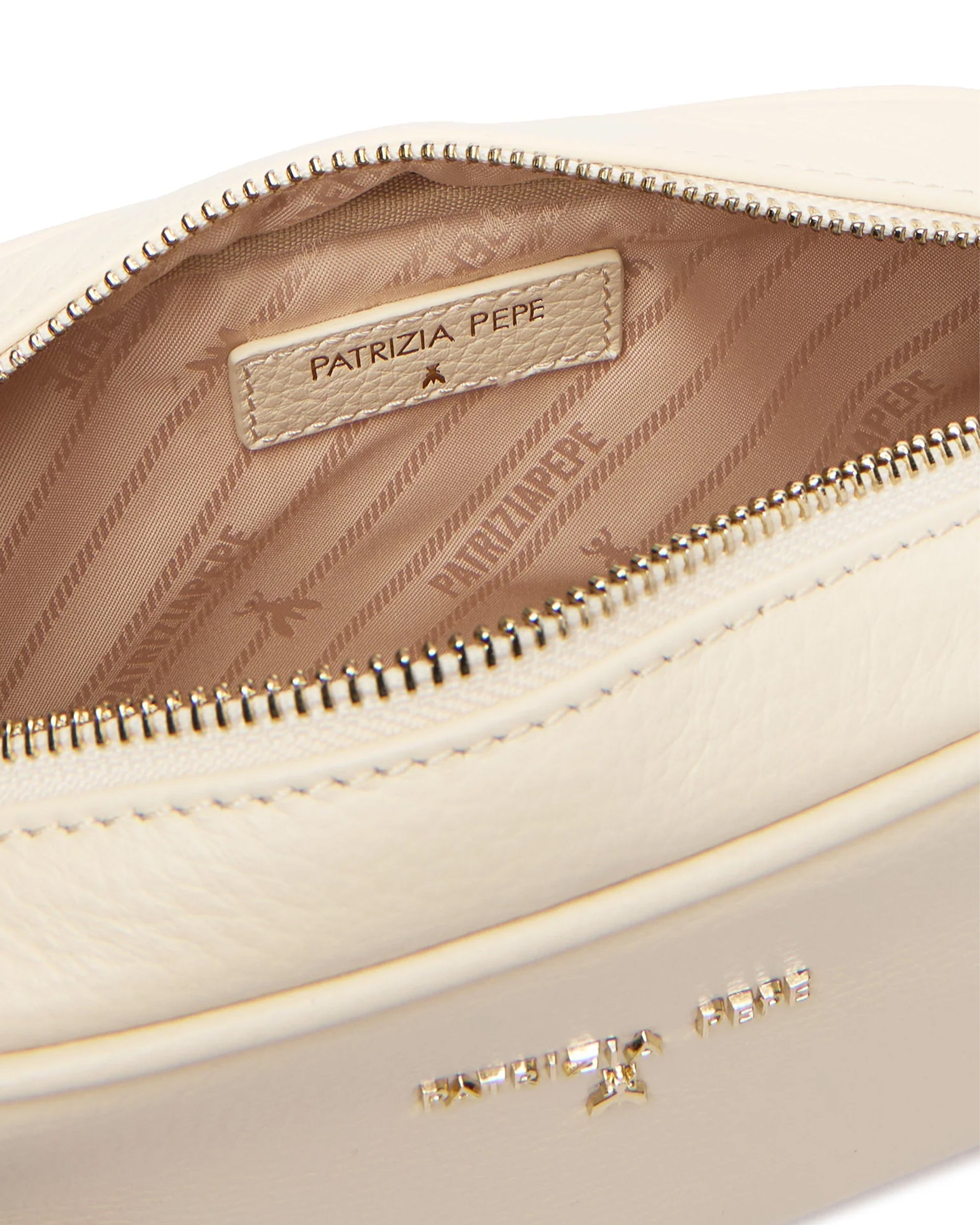 Patrizia Pepe Full-Grain Leather Shoulder Bag — White, view 3