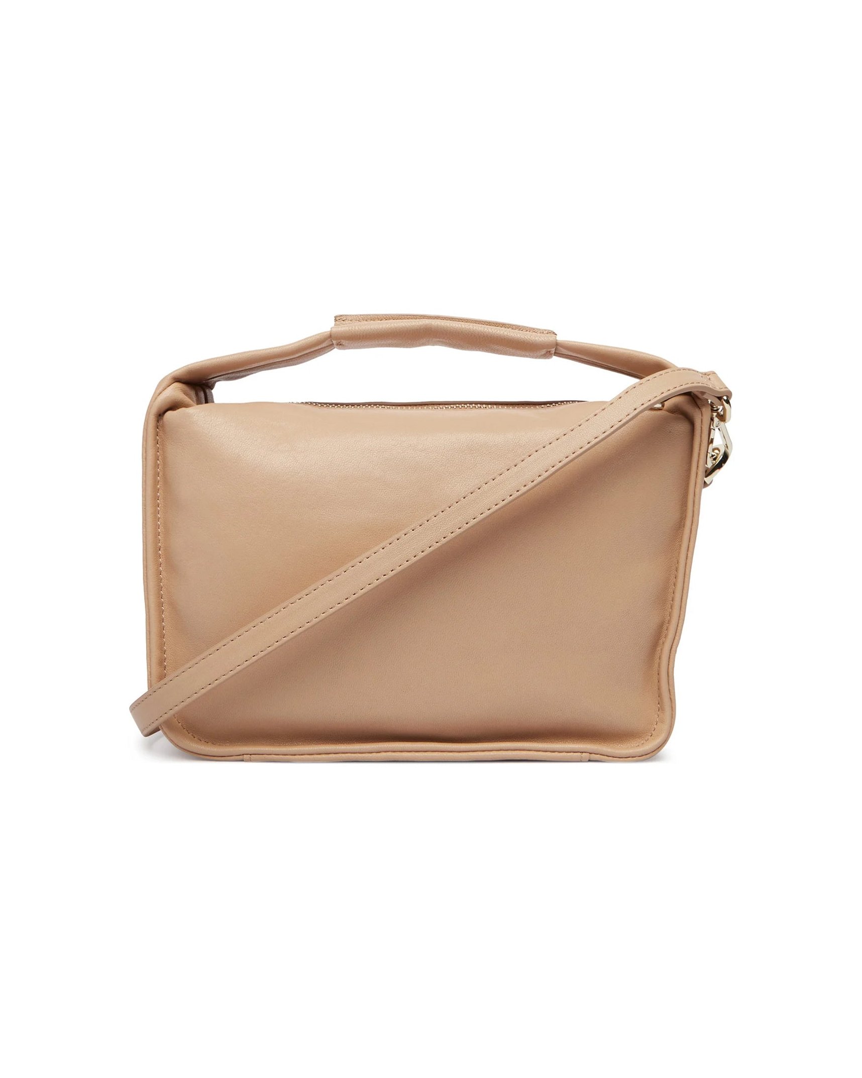 Patrizia Pepe Full-Grain Leather Top Handle Bag — Beige, view 2