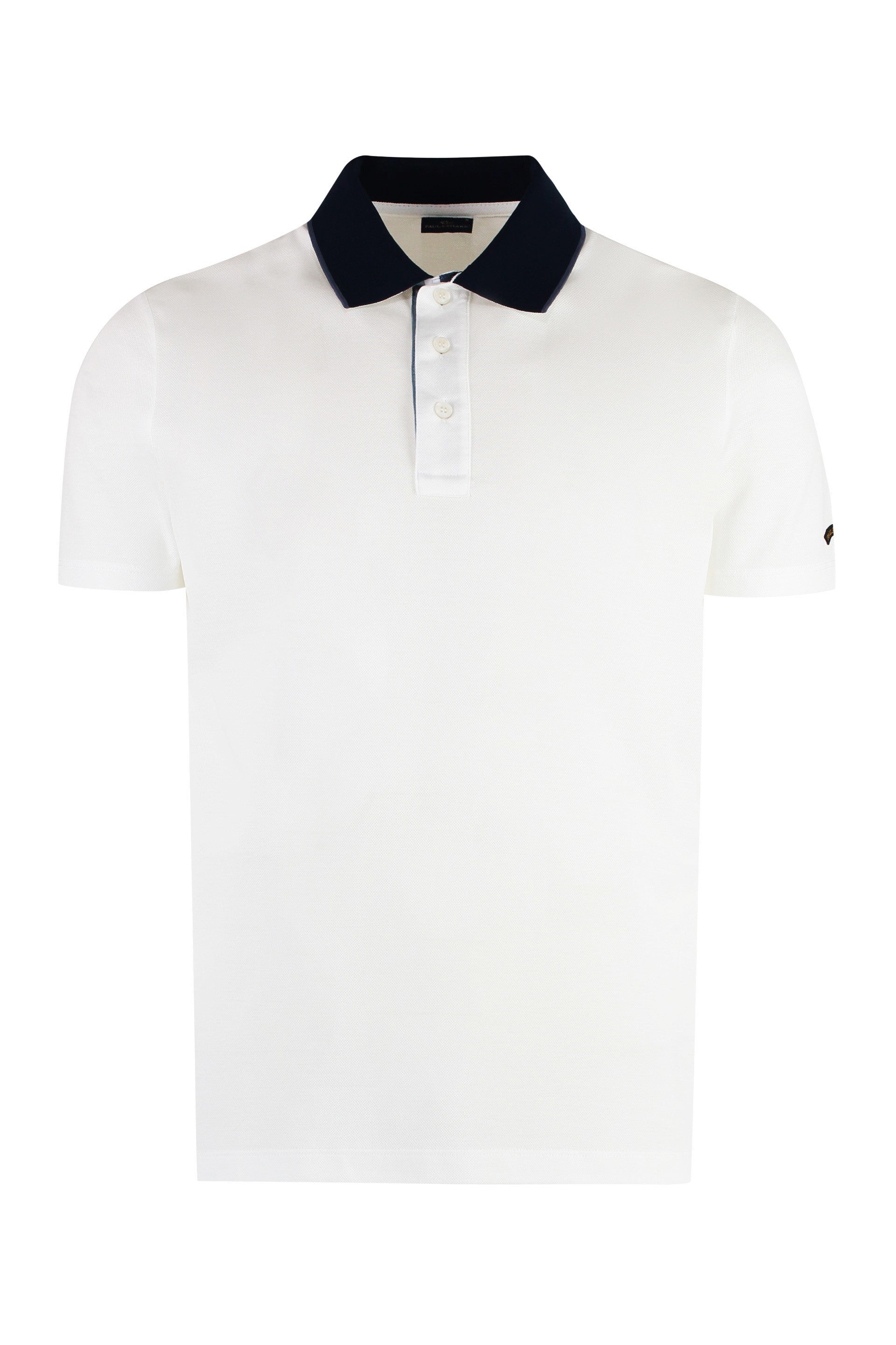 Paul & Shark Contrasting-Collar Cotton Polo Shirt — White, view 2