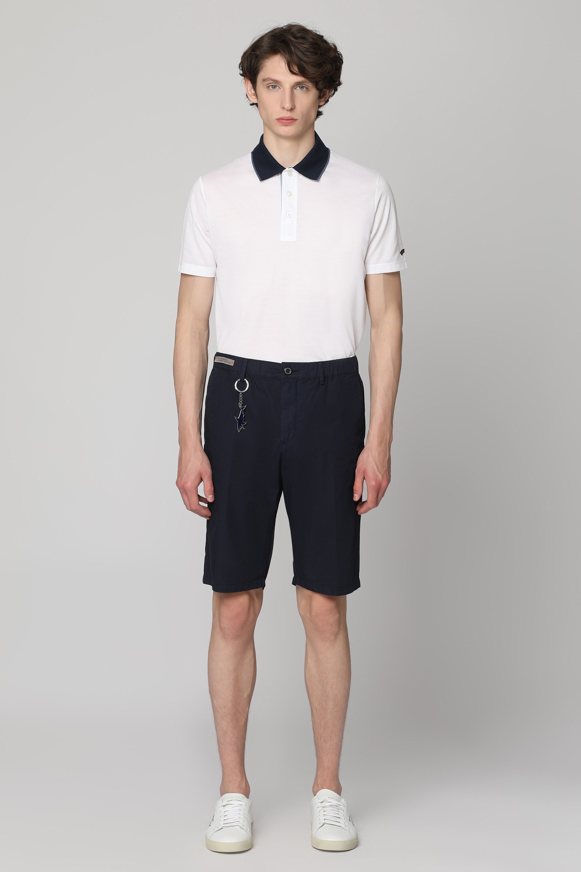 Paul & Shark Contrasting-Collar Cotton Polo Shirt — White, view 4
