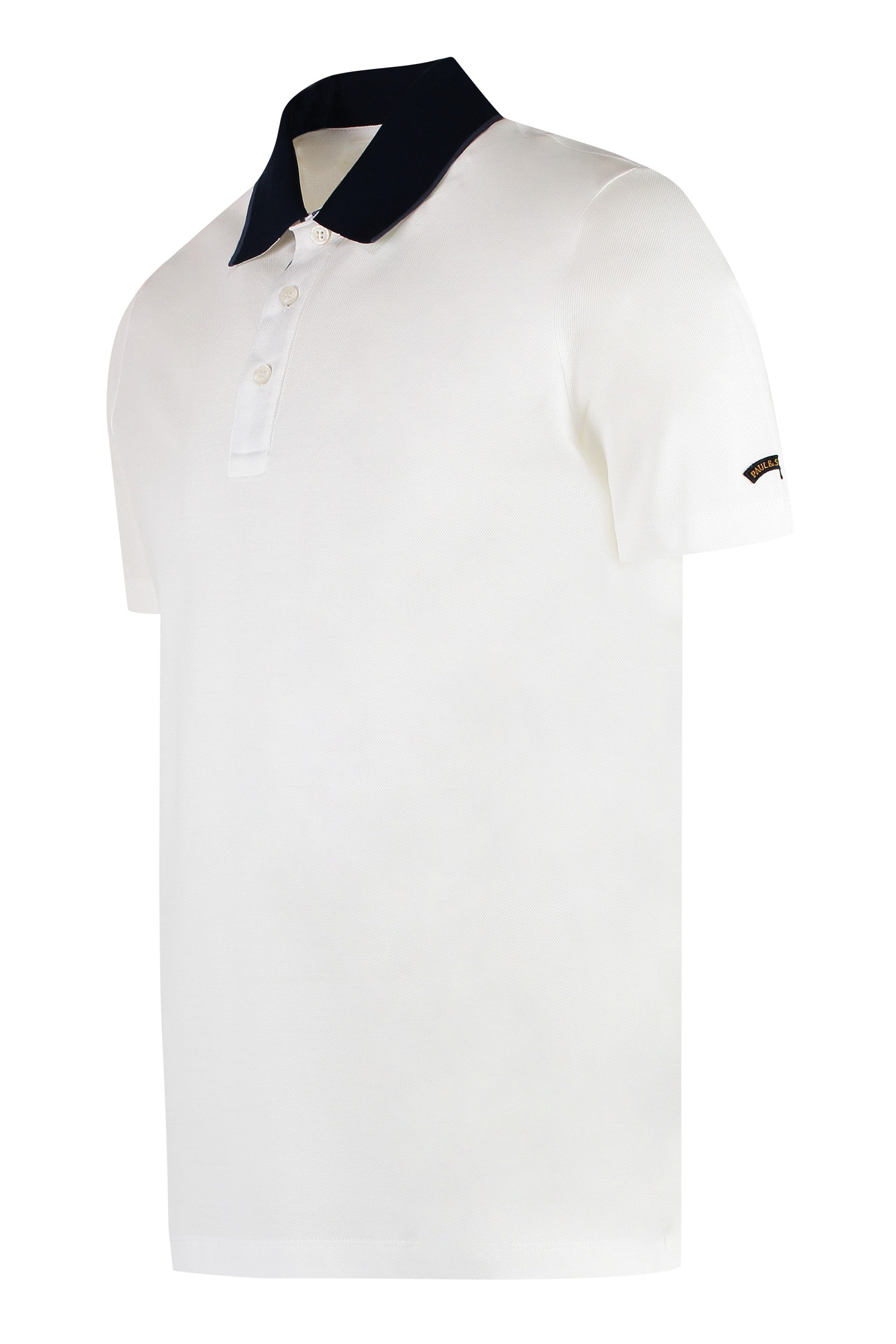 Paul & Shark Contrasting-Collar Cotton Polo Shirt — White, view 5