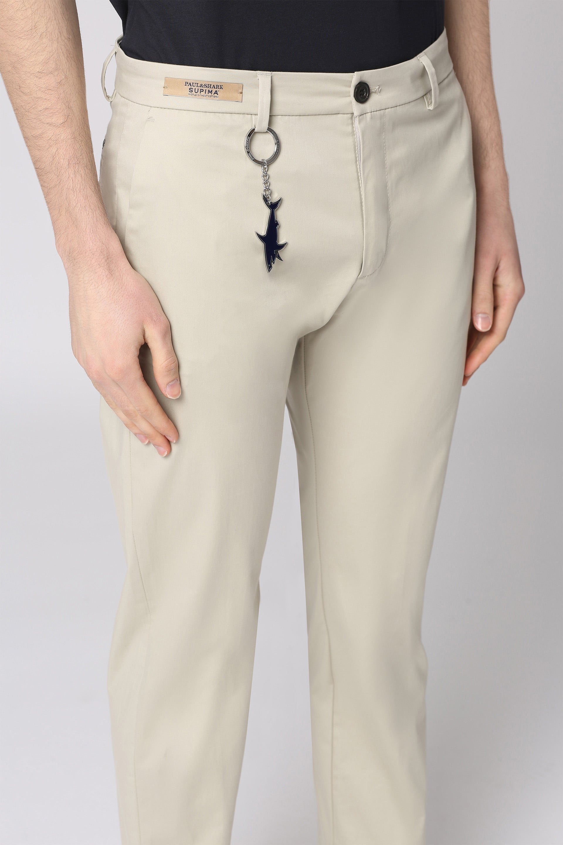 Paul & Shark Stretch Cotton Trousers — Beige, view 3