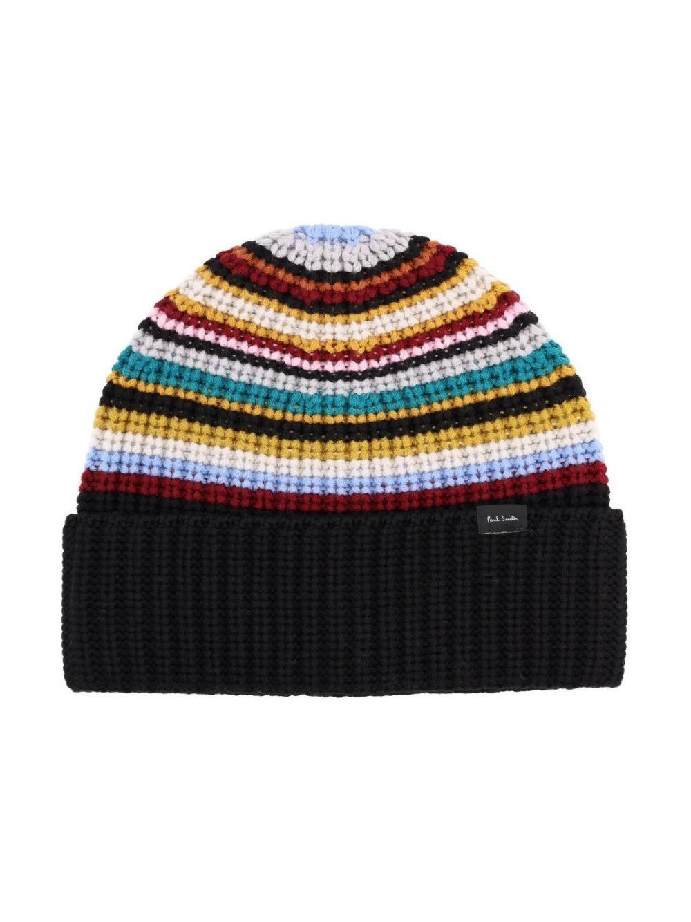 Paul Smith Striped Knit Beanie — Black by Paul Smith