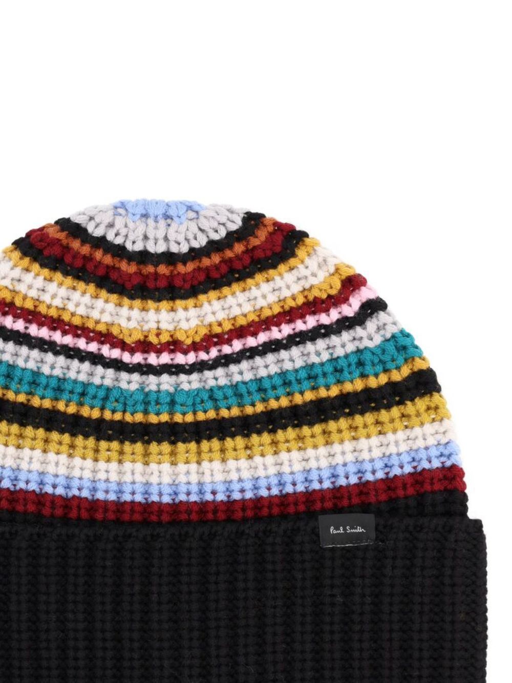 Paul Smith Striped Knit Beanie — Black, view 2