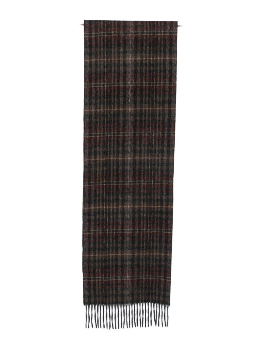 Paul Smith Check Pattern Brushed Wool Scarf — Black by Paul Smith