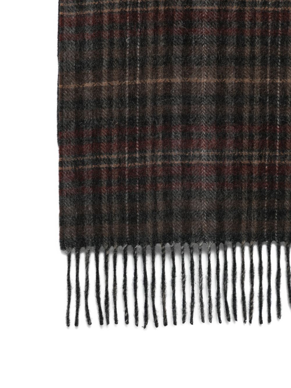 Paul Smith Check Pattern Brushed Wool Scarf — Black, view 3