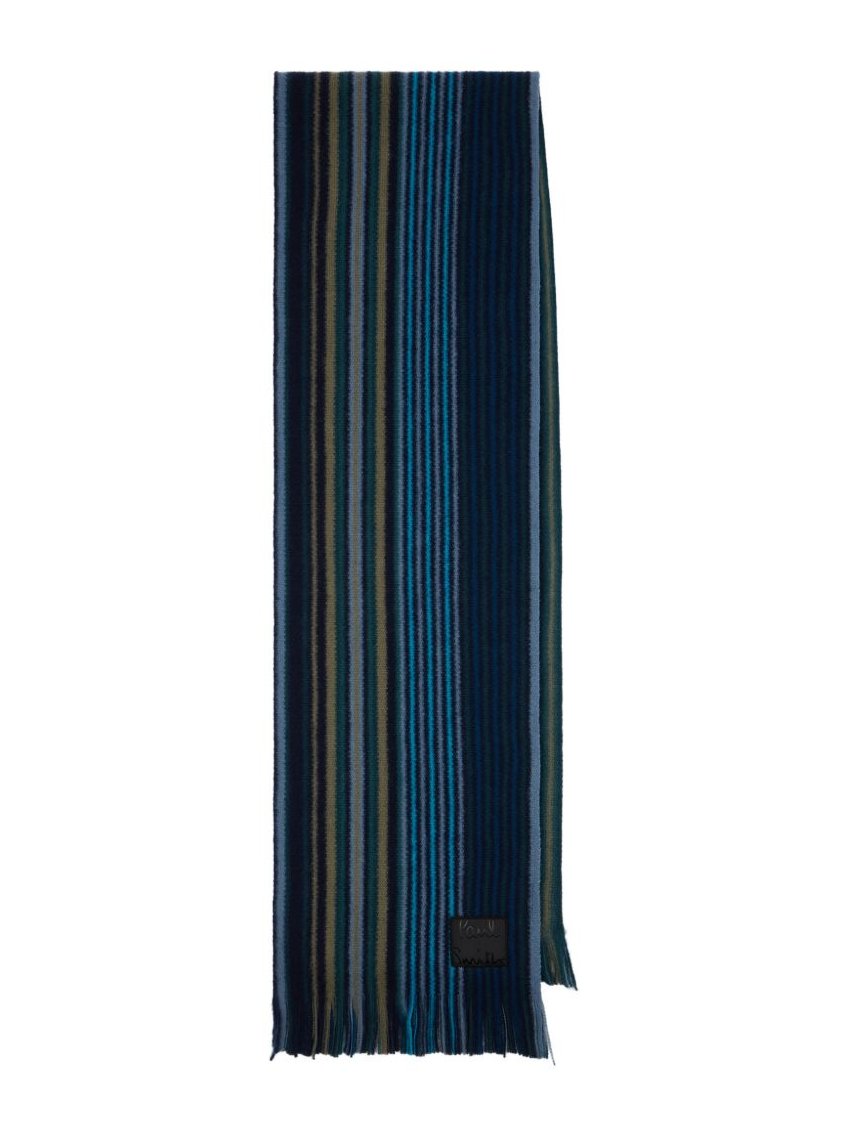 Paul Smith Double-Sided Multistripe Wool Scarf — Navy by Paul Smith