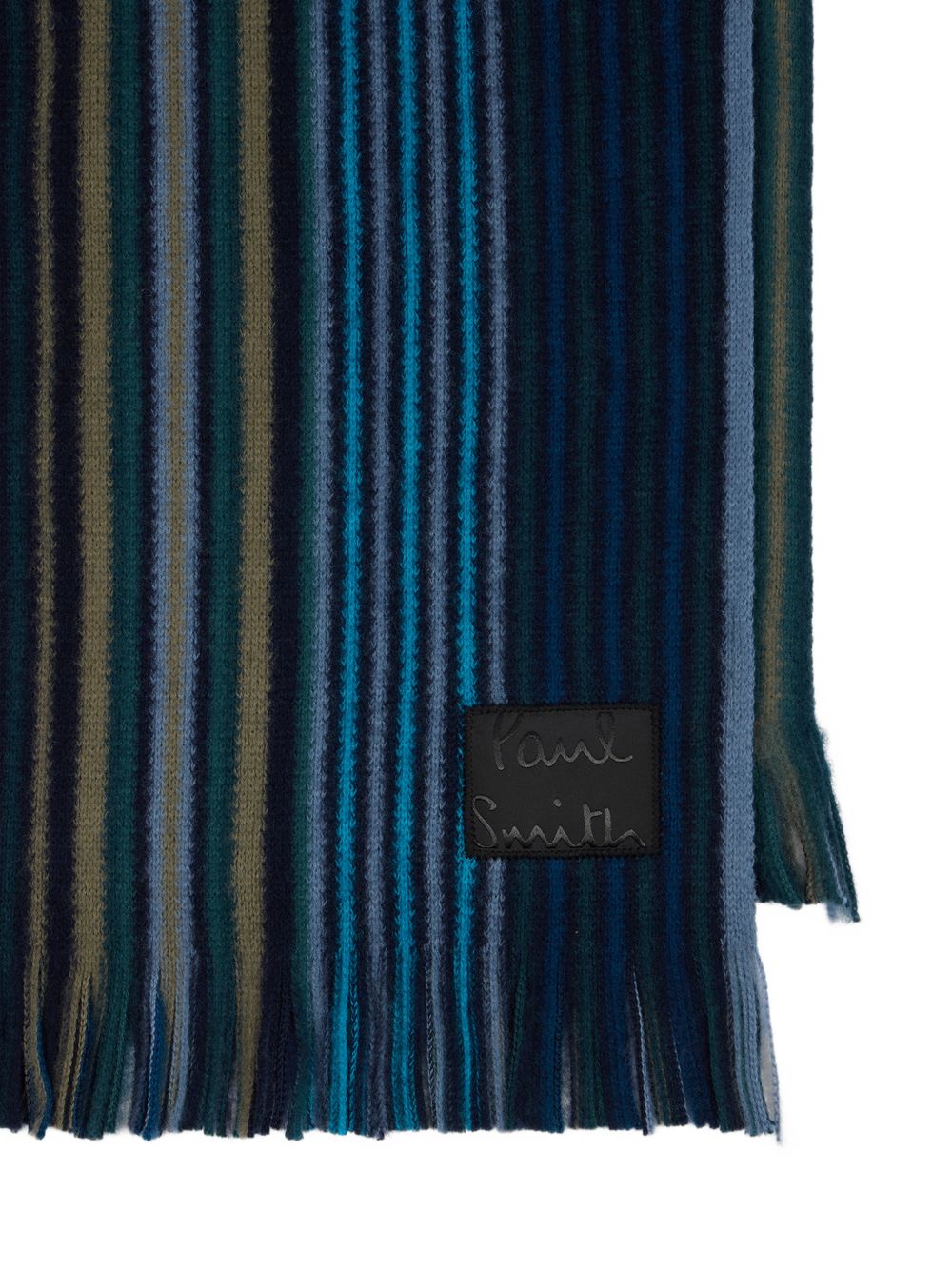 Paul Smith Double-Sided Multistripe Wool Scarf — Navy, view 2