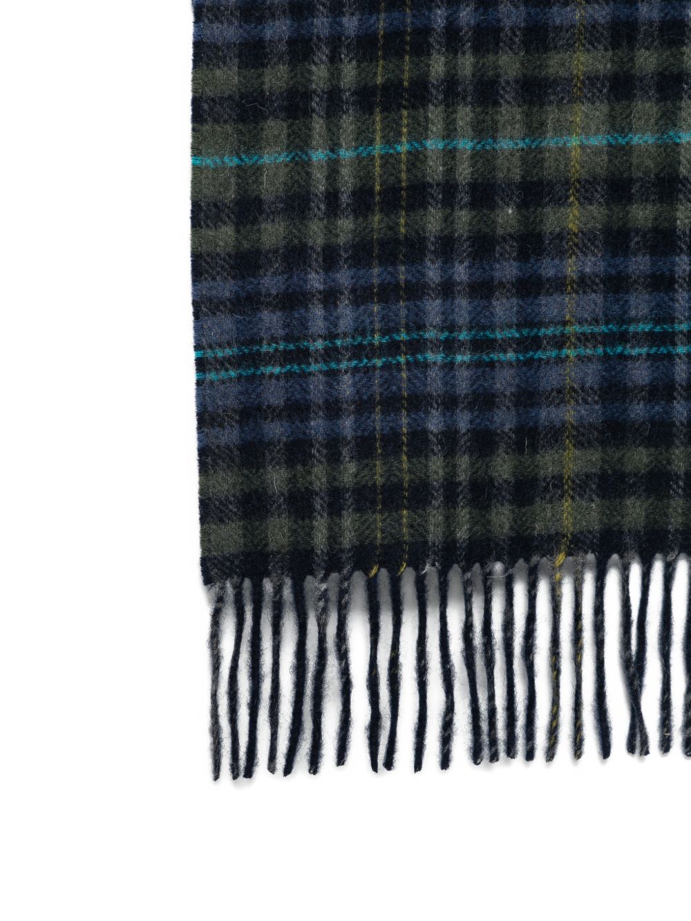 Paul Smith Check Pattern Wool Scarf — Navy, view 2