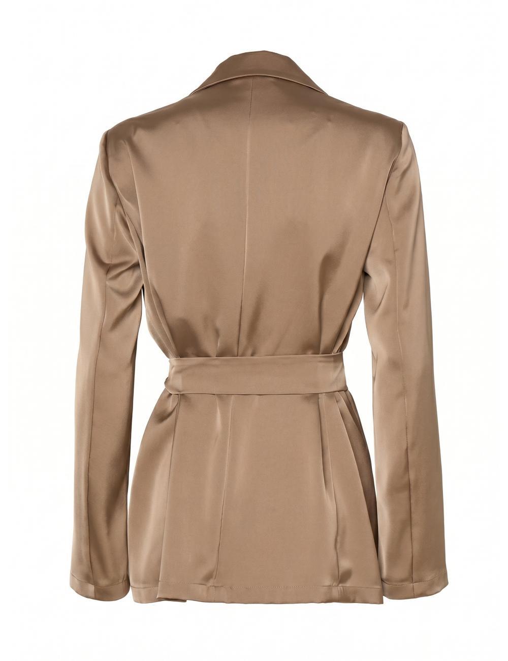 Pennyblack Shawl-Lapel Belted Blazer — Beige, view 2