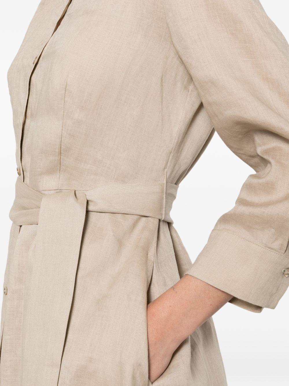 Pennyblack Linen Shirt-Collar Midi Dress — Beige by Pennyblack
