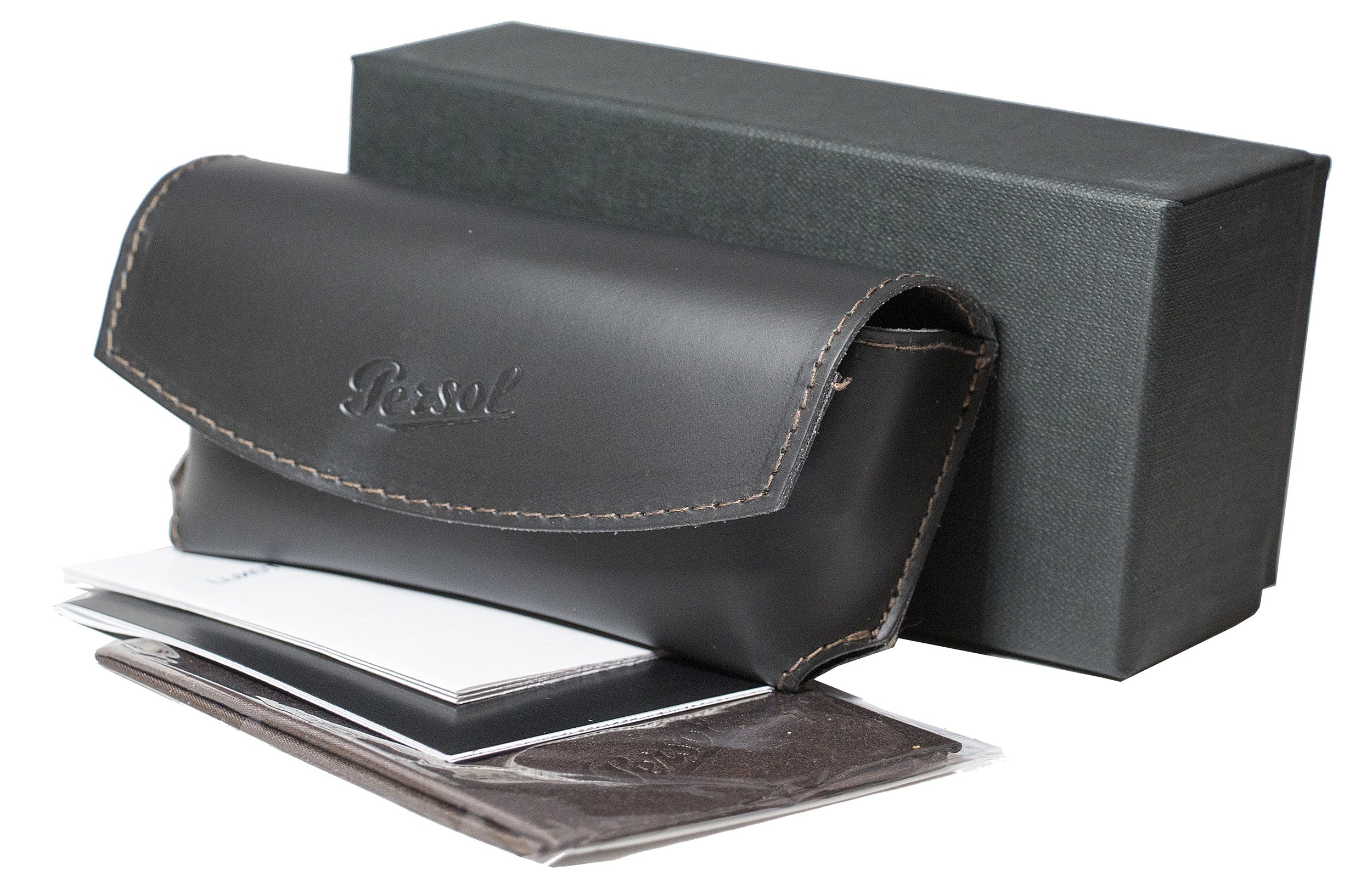 Persol PO3307S Rounded Rectangle Sunglasses — Black, view 3