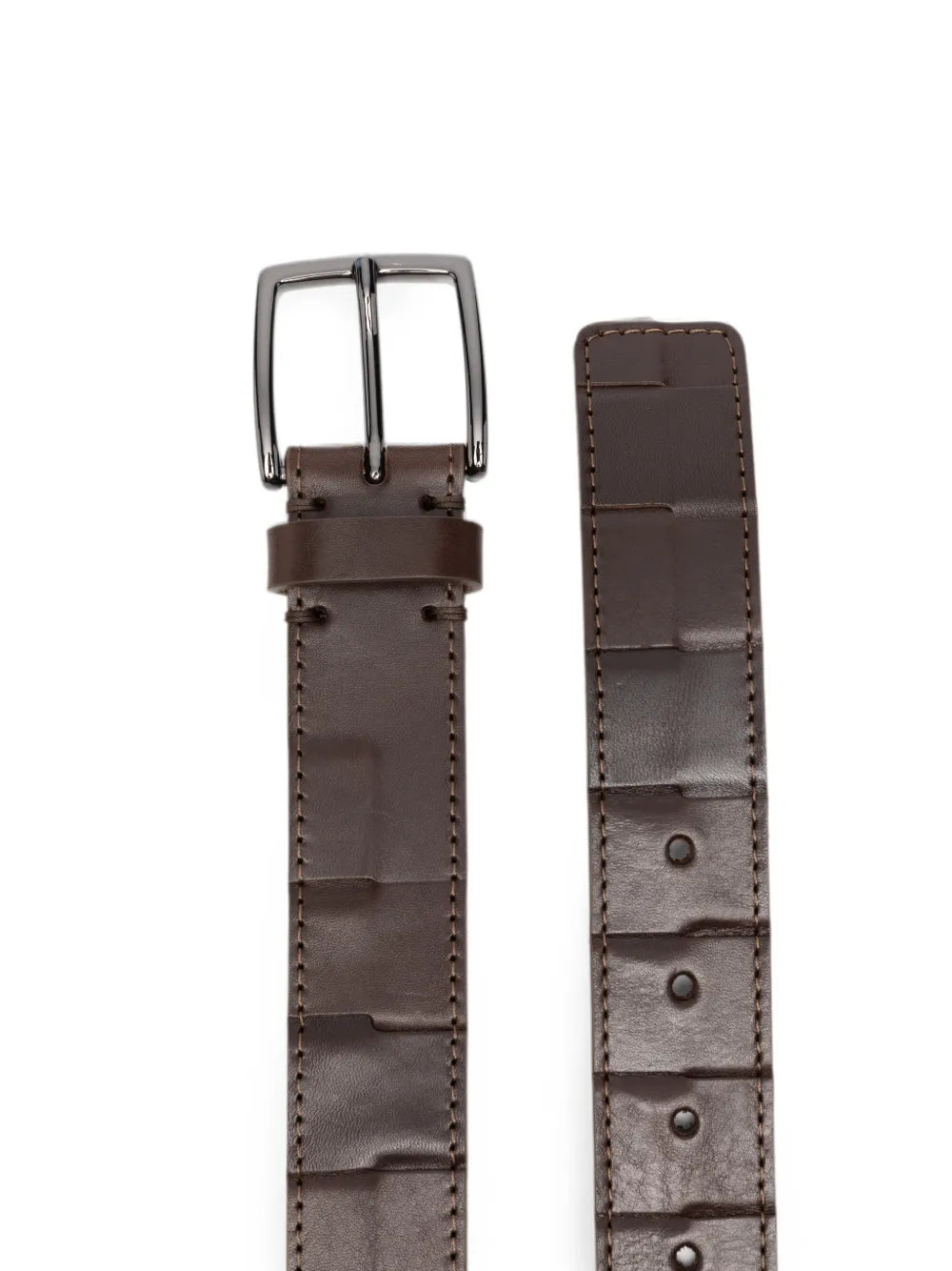 Peserico Textured Leather Belt — Brown, view 3