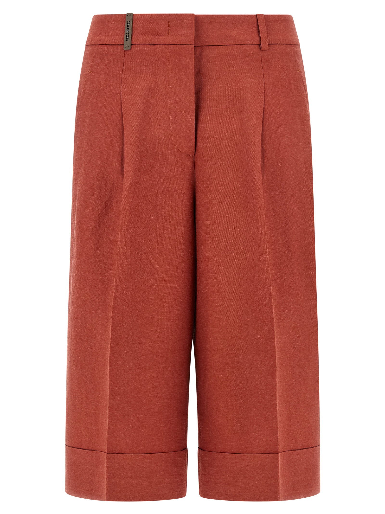 Peserico Viscose-Linen Blend Bermuda Shorts — Red by Peserico