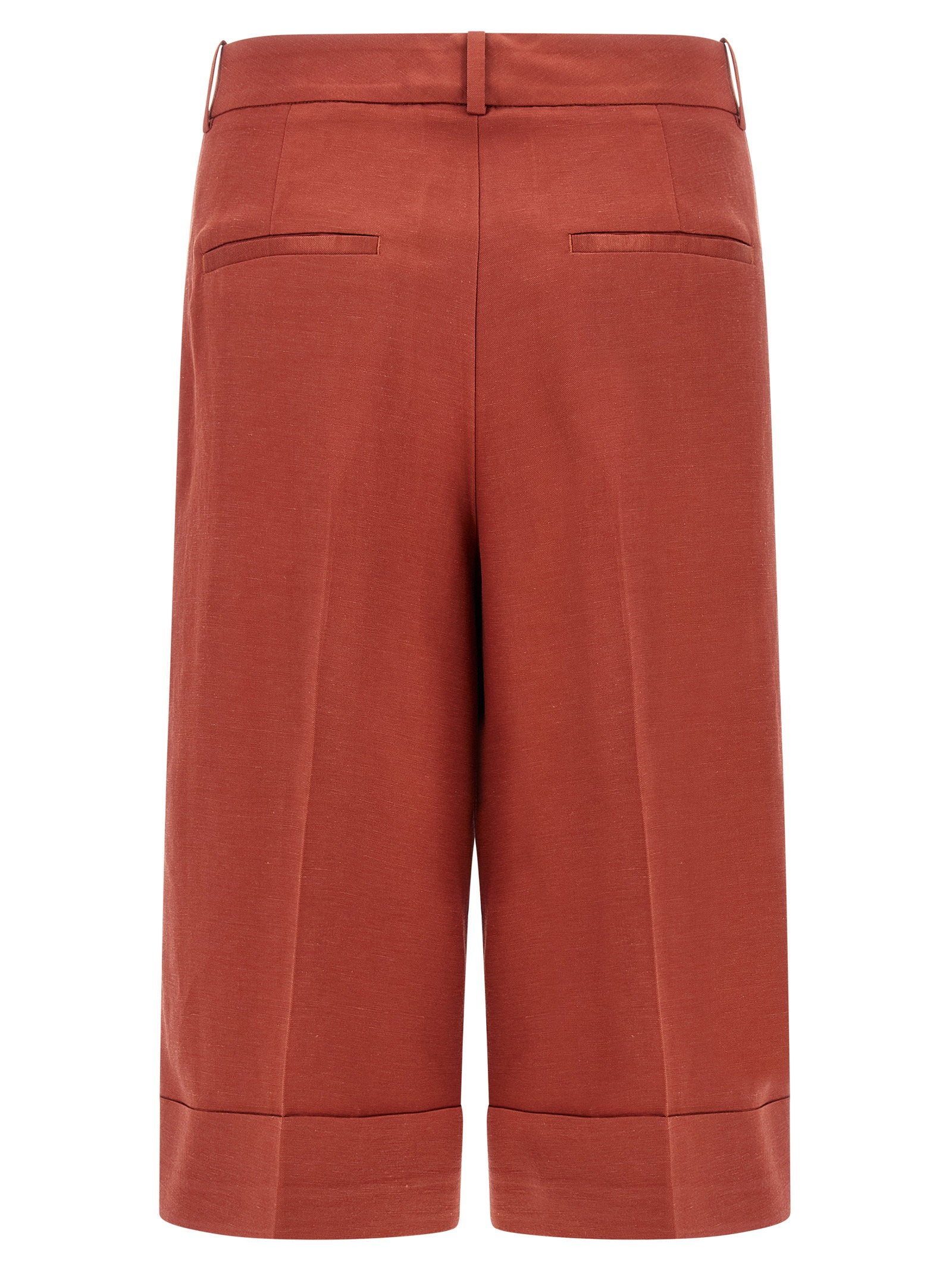 Peserico Viscose-Linen Blend Bermuda Shorts — Red, view 2