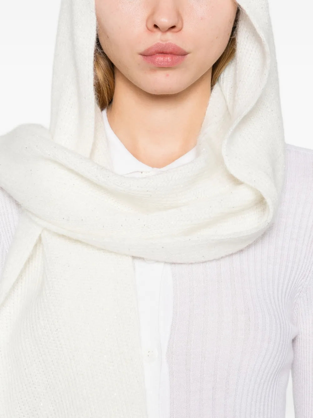 Peserico Ribbed Knit Cardigan — White, view 2