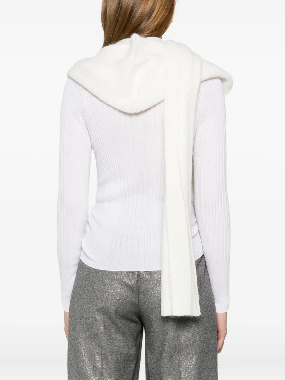 Peserico Ribbed Knit Cardigan — White, view 5