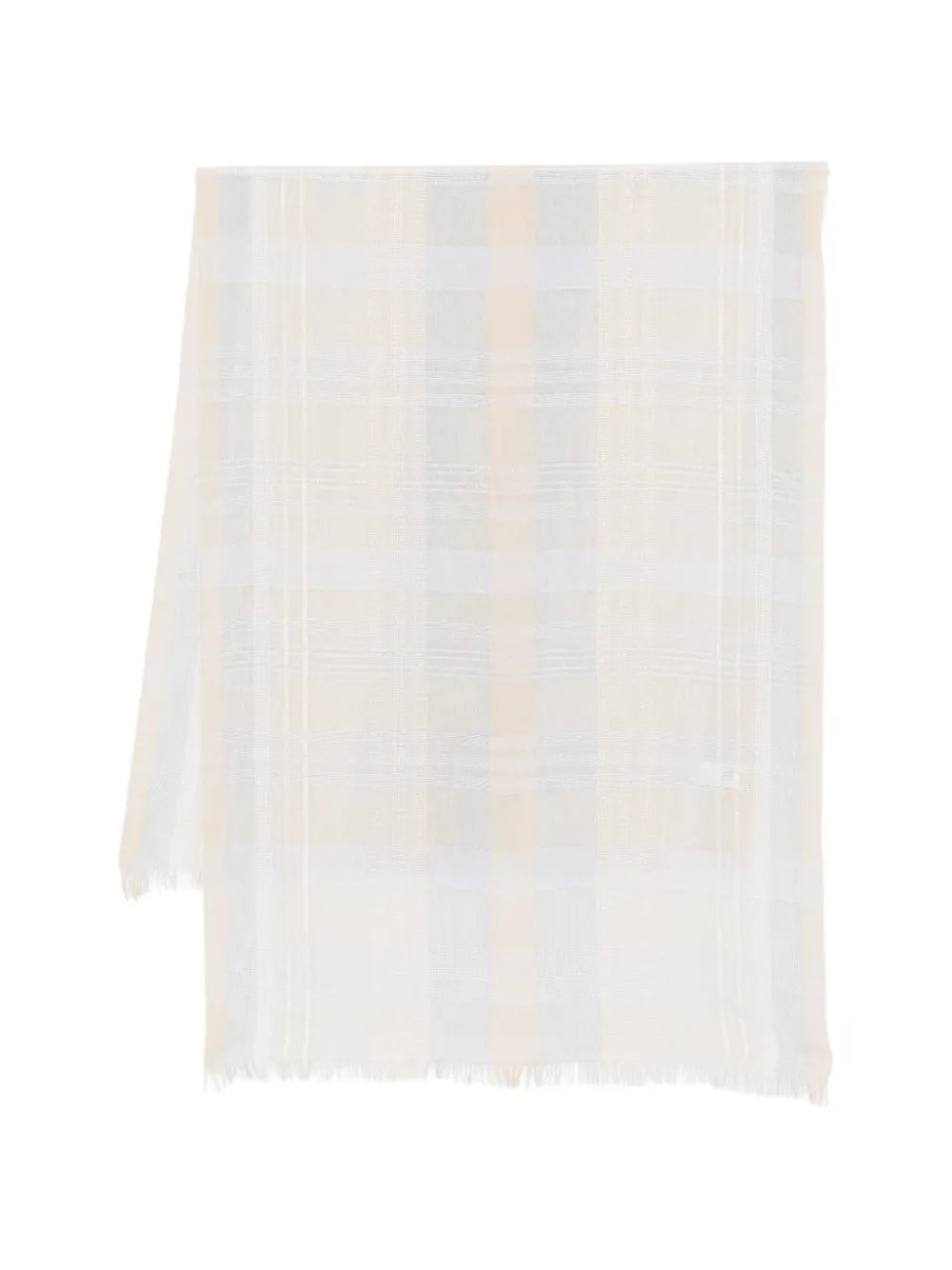 Peserico Plaid Fringed Scarf — Beige by Peserico