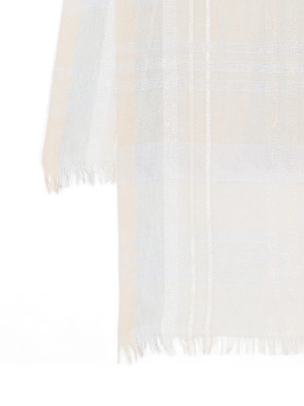 Peserico Plaid Fringed Scarf — Beige, view 3