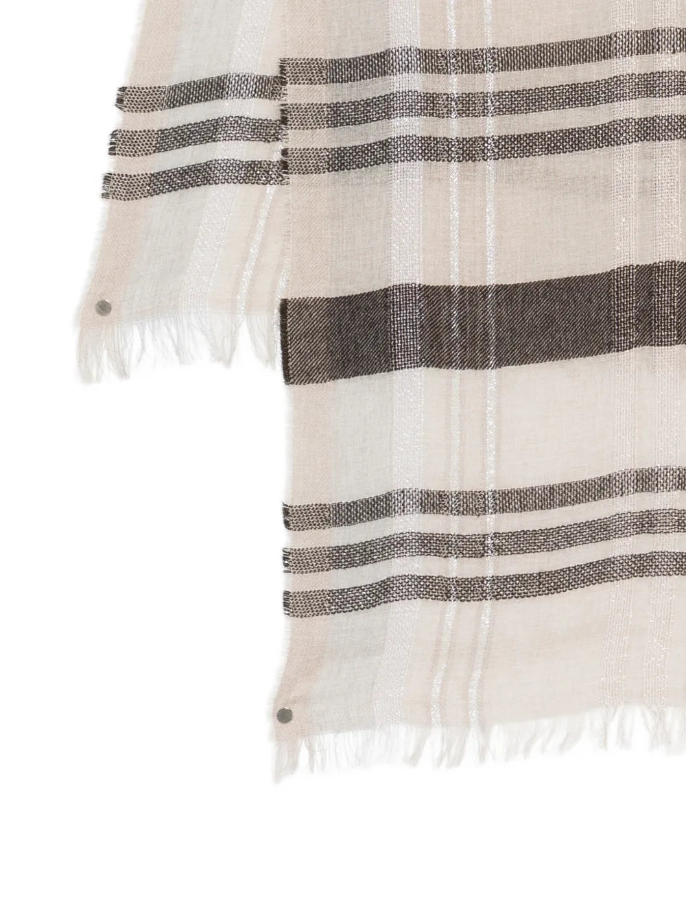 Peserico Striped Fringed Scarf — Beige, view 3