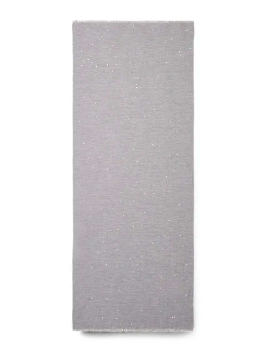 Peserico Sequin-Embellished Frayed Scarf — gray by Peserico