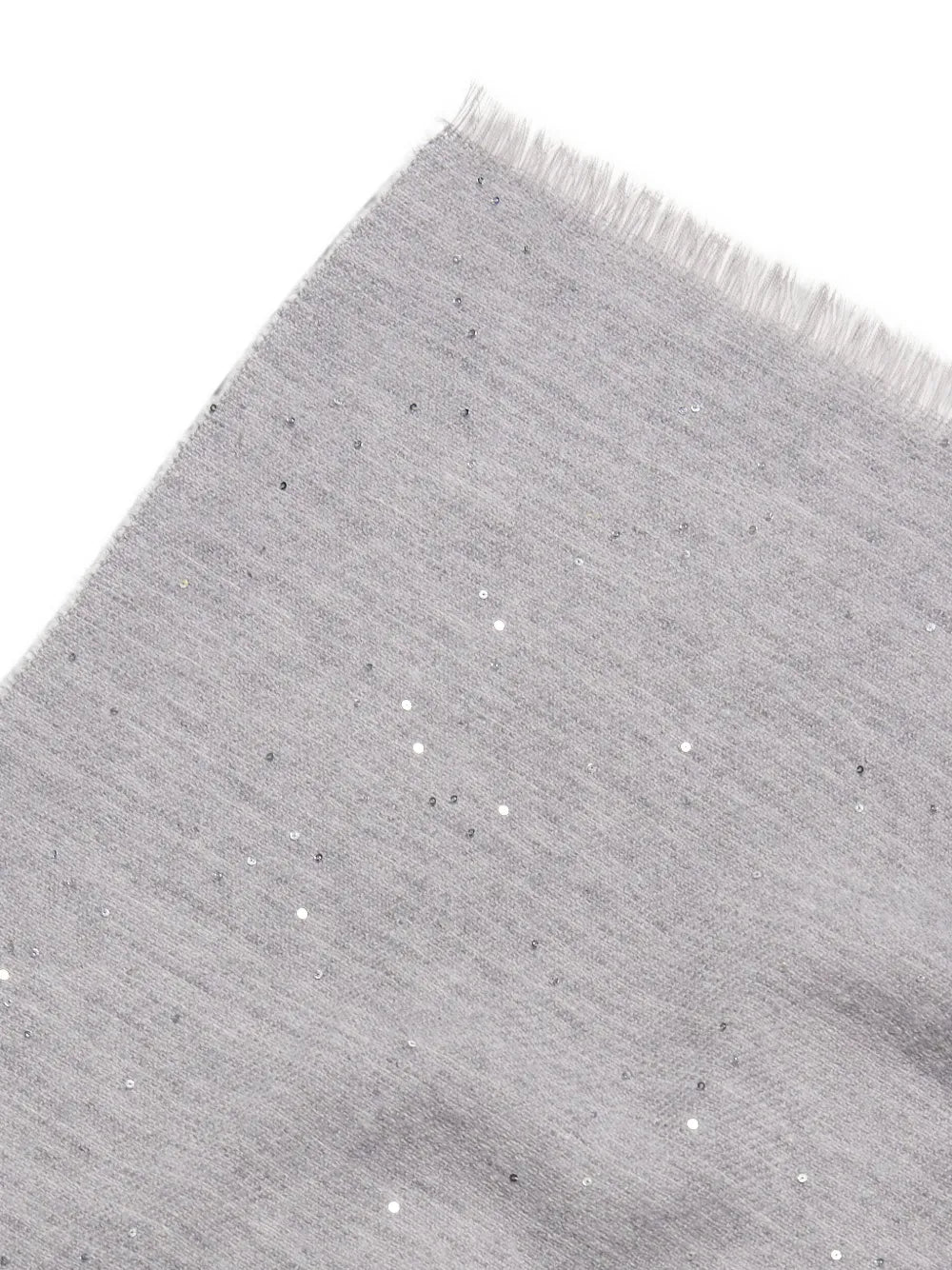 Peserico Sequin-Embellished Frayed Scarf — gray, view 3