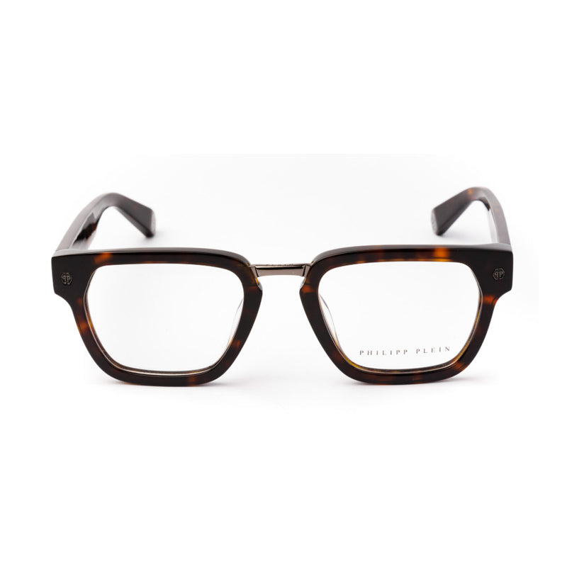 Philipp Plein Rectangle Full Rim Eyeglasses — Brown, view 2