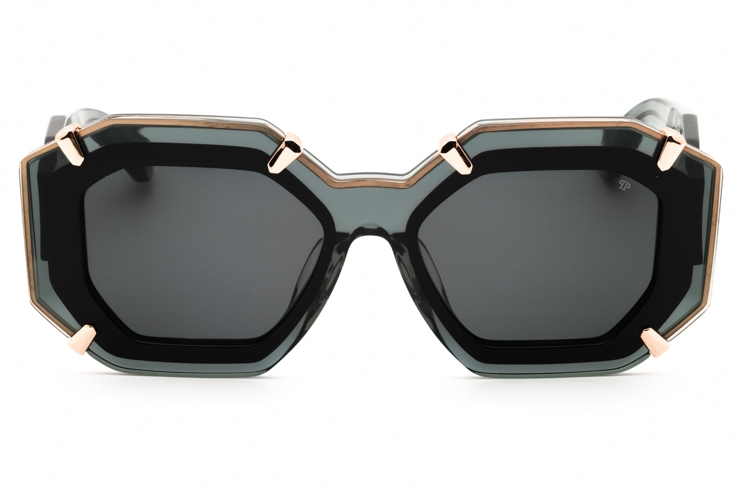 Philipp Plein SPP098V Geometric Oversized Sunglasses — Gray, view 2