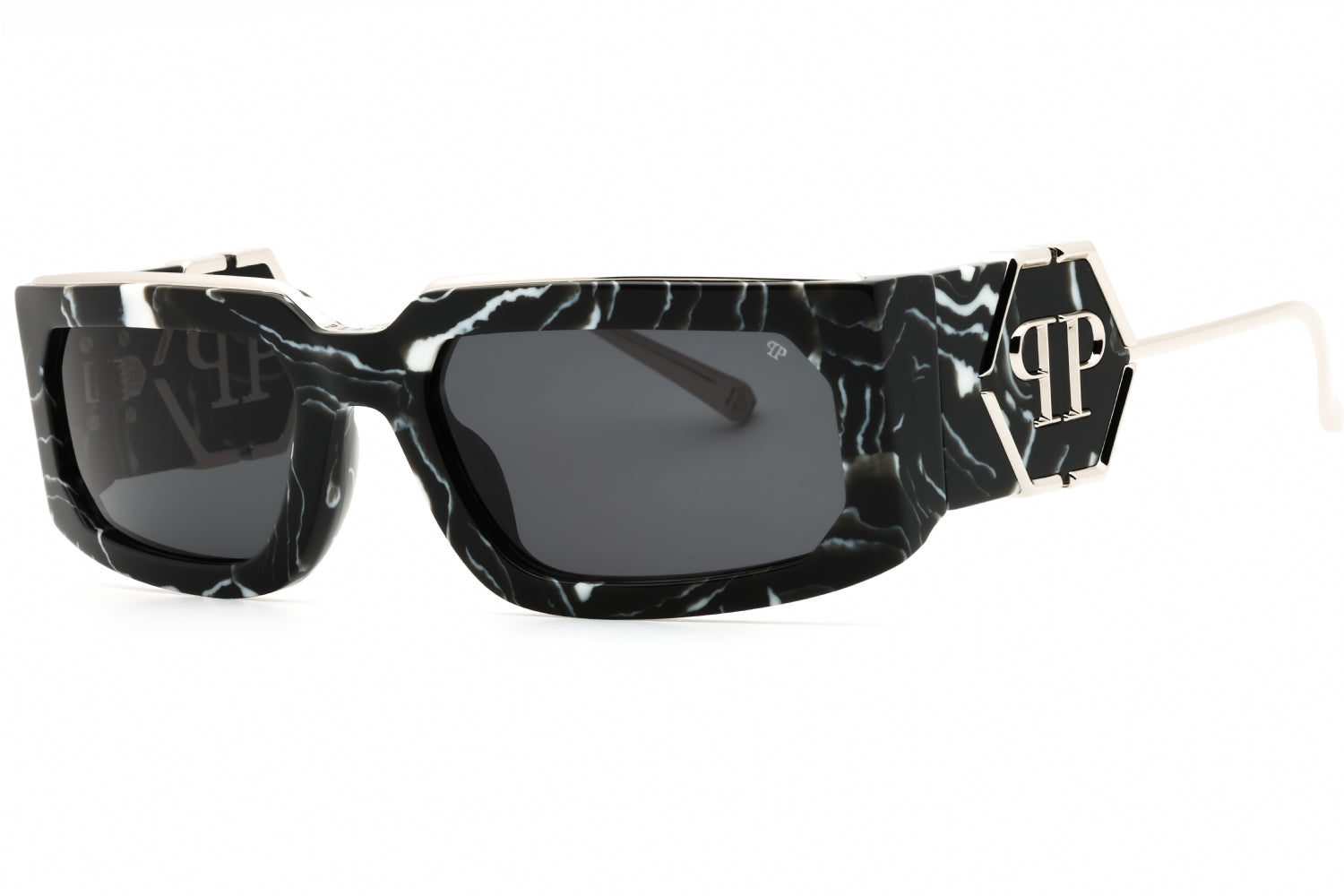 Philipp Plein SPP119M Rectangular Acetate Sunglasses — Black by Philipp Plein