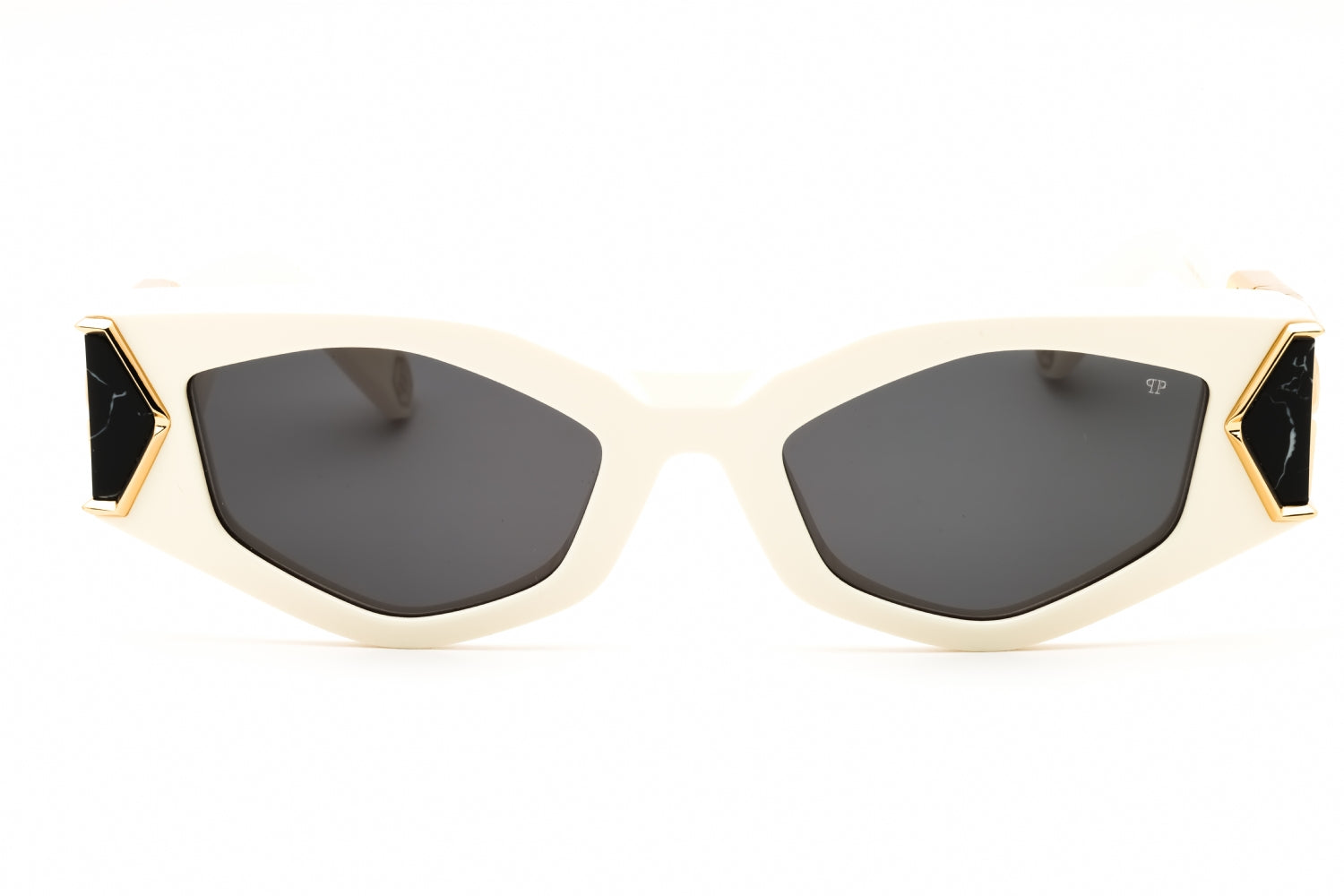 Philipp Plein SPP136M Oval Acetate Sunglasses — Beige, view 2