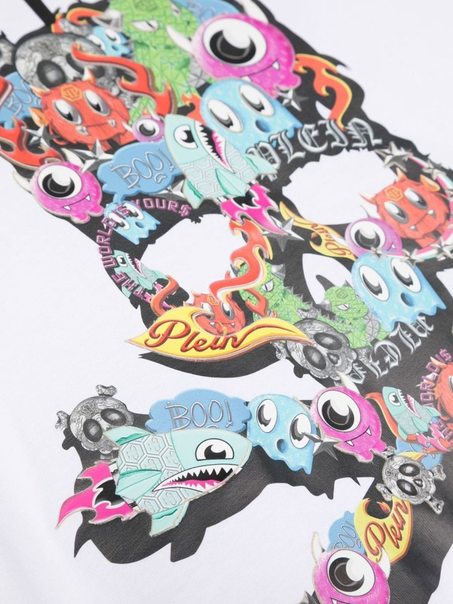 Philipp Plein Skull-Graphic Cotton T-shirt — White, view 2